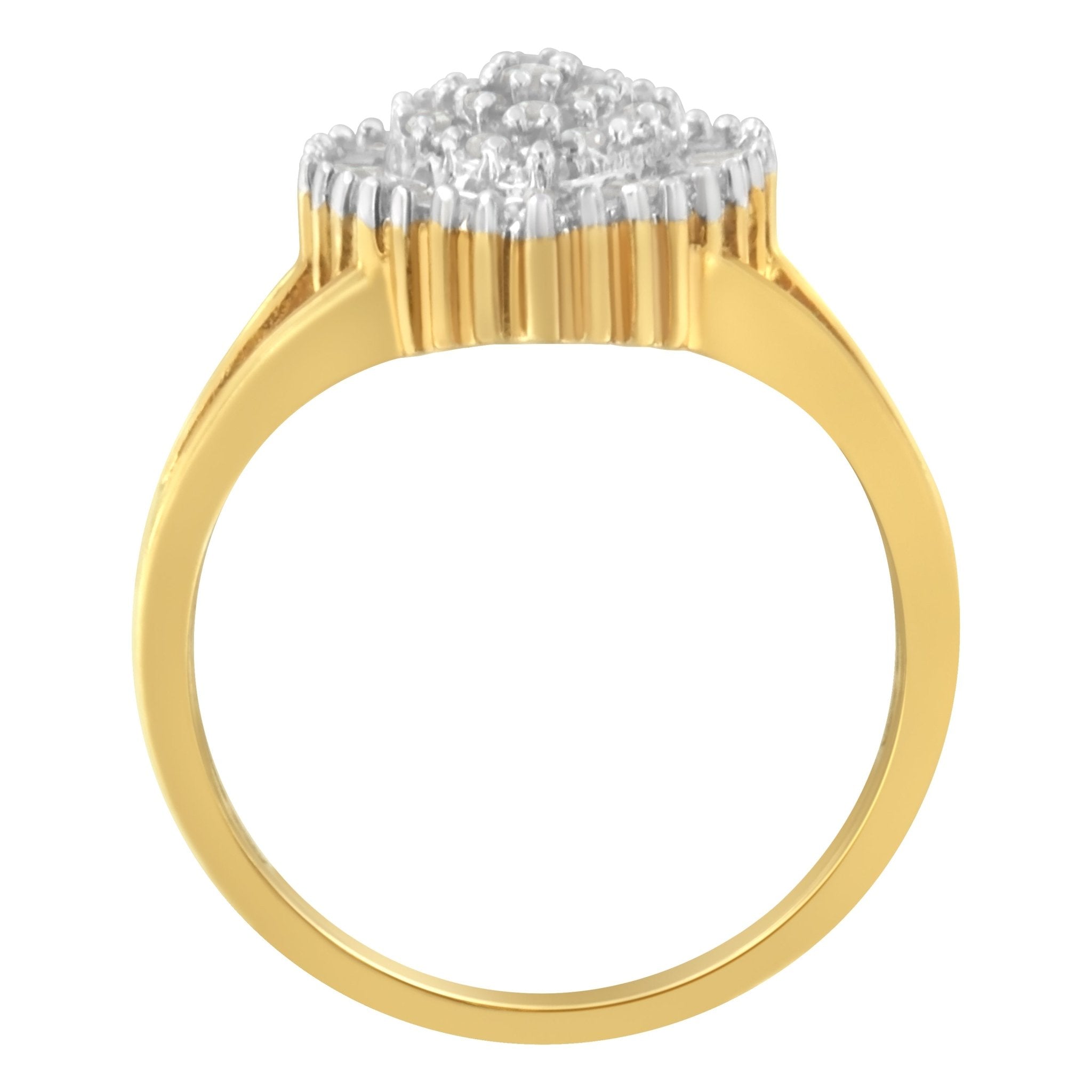 10K Yellow Gold Diamond Cocktail Ring (1/4 Cttw, I - J Color, I3 Clarity) - Tuesday Morning - Rings