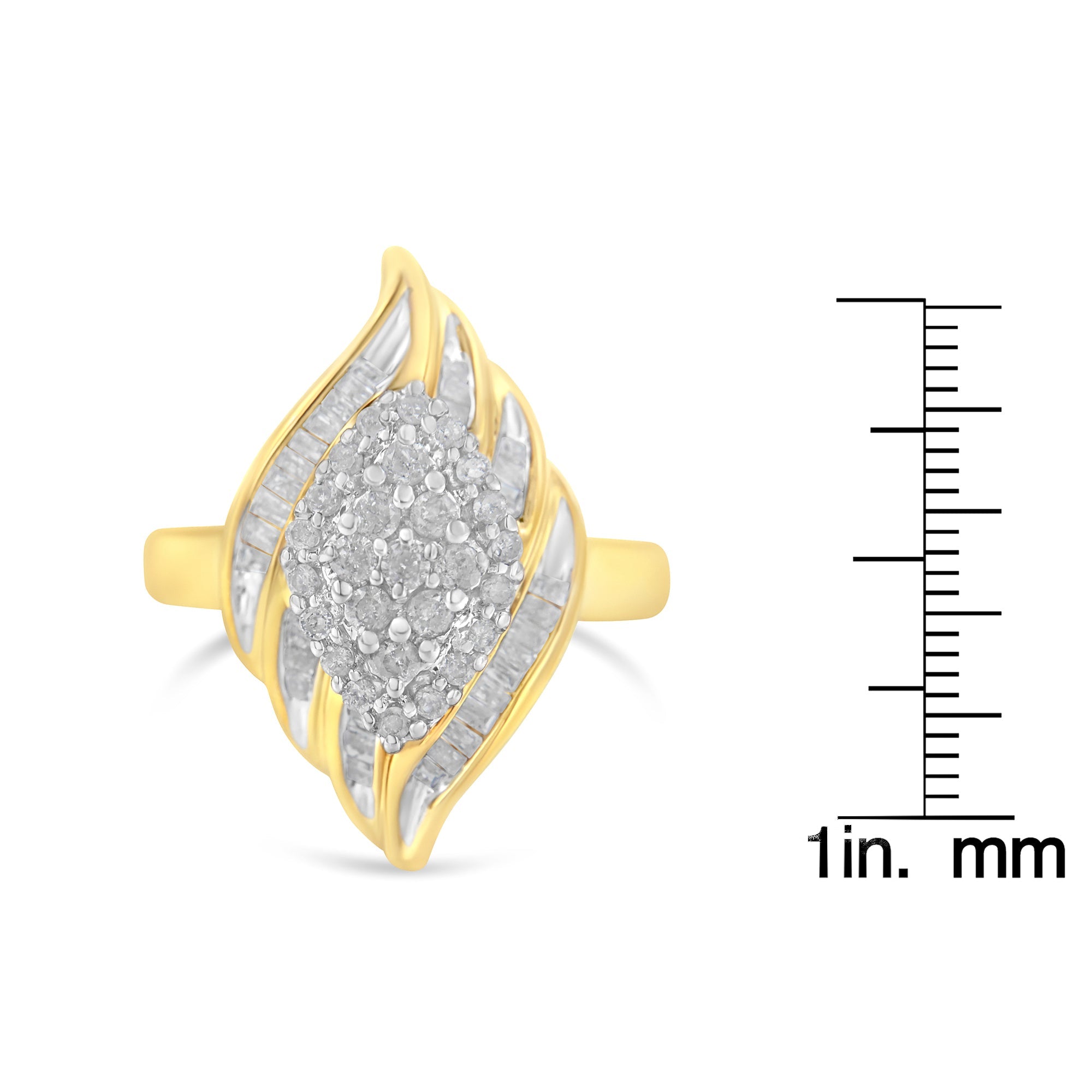 10K Yellow Gold Diamond Cocktail Ring (3/4 Cttw, I - J Color, I2 - I3 Clarity) - Tuesday Morning - Rings