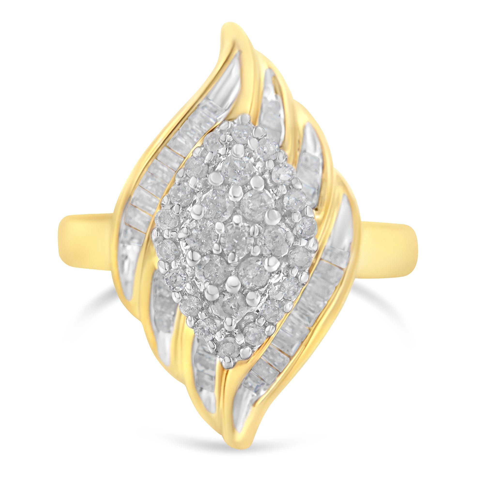 10K Yellow Gold Diamond Cocktail Ring (3/4 Cttw, I - J Color, I2 - I3 Clarity) - Tuesday Morning - Rings