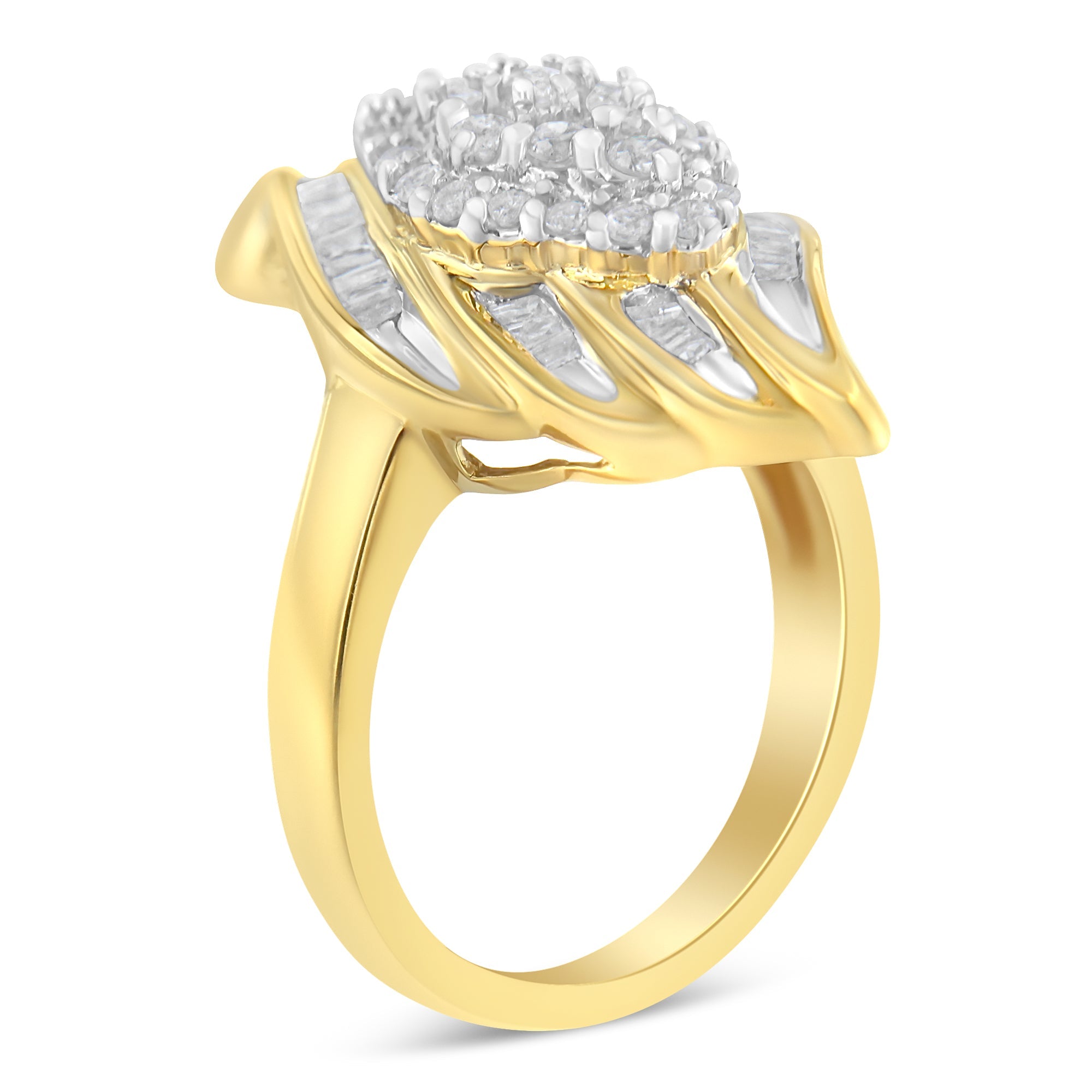 10K Yellow Gold Diamond Cocktail Ring (3/4 Cttw, I - J Color, I2 - I3 Clarity) - Tuesday Morning - Rings