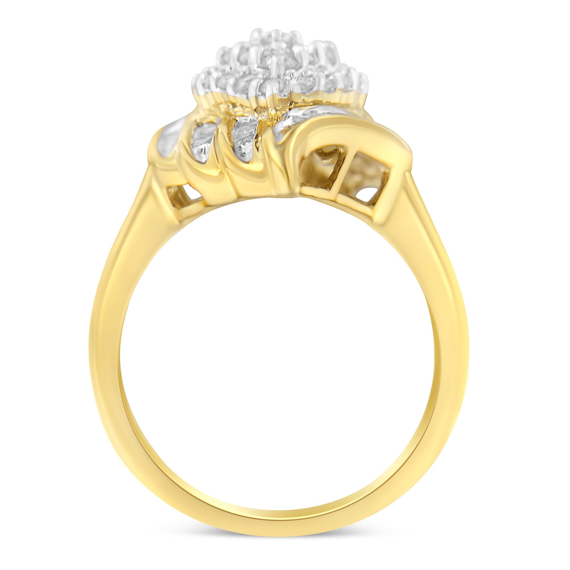 10K Yellow Gold Diamond Cocktail Ring (3/4 Cttw, I - J Color, I2 - I3 Clarity) - Tuesday Morning - Rings