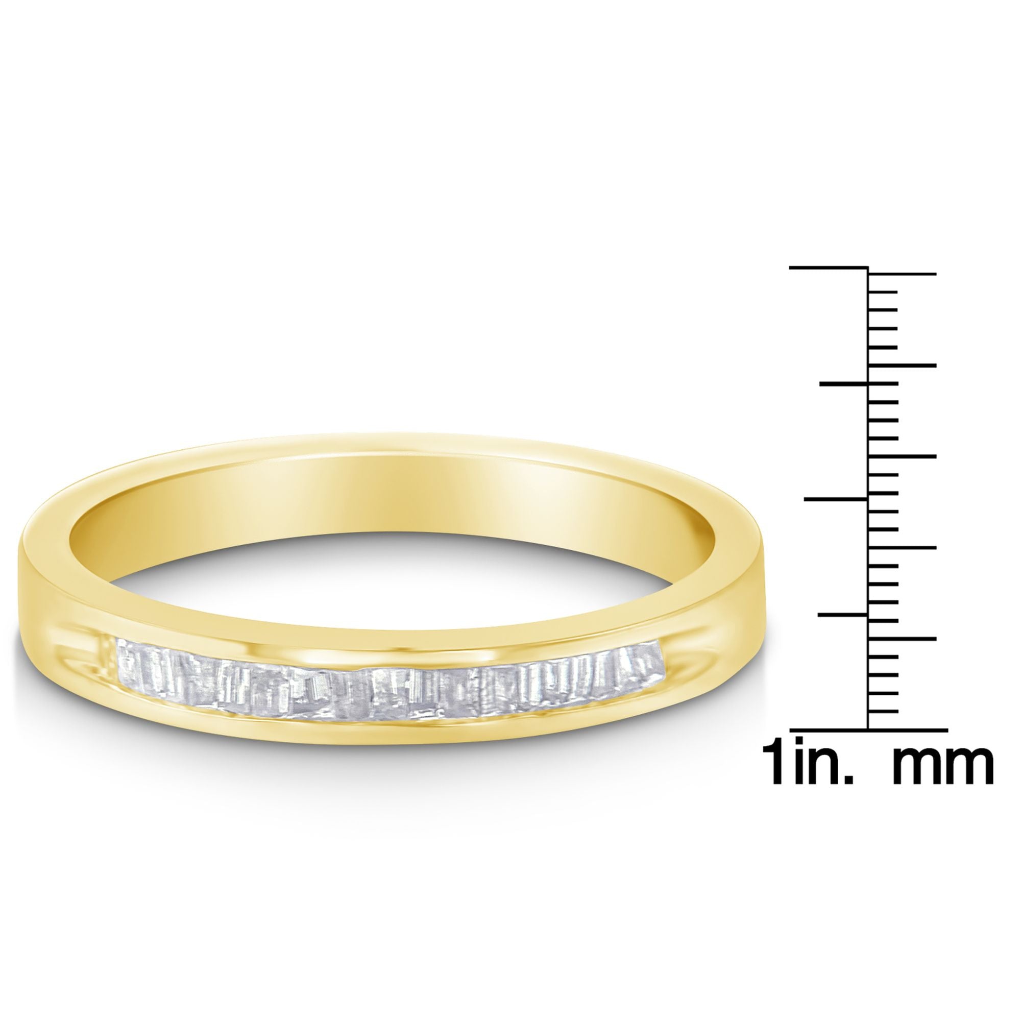 10K Yellow Gold over .925 Sterling Silver 1/5 Cttw Diamond Channel - Set Stackable Band Ring (H - I Color, I1 - I2 Clarity) - Tuesday Morning - Rings