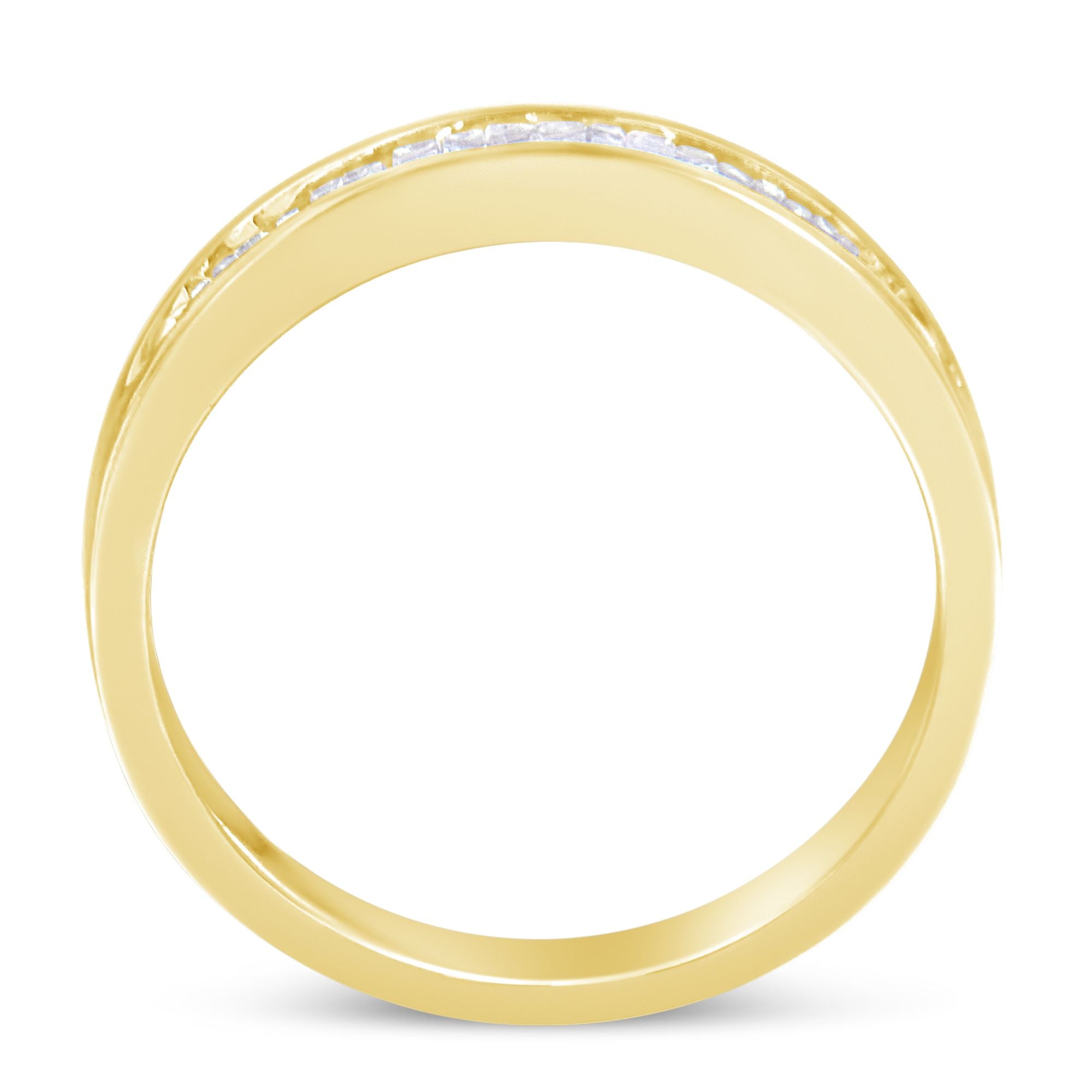 10K Yellow Gold over .925 Sterling Silver 1/5 Cttw Diamond Channel - Set Stackable Band Ring (H - I Color, I1 - I2 Clarity) - Tuesday Morning - Rings