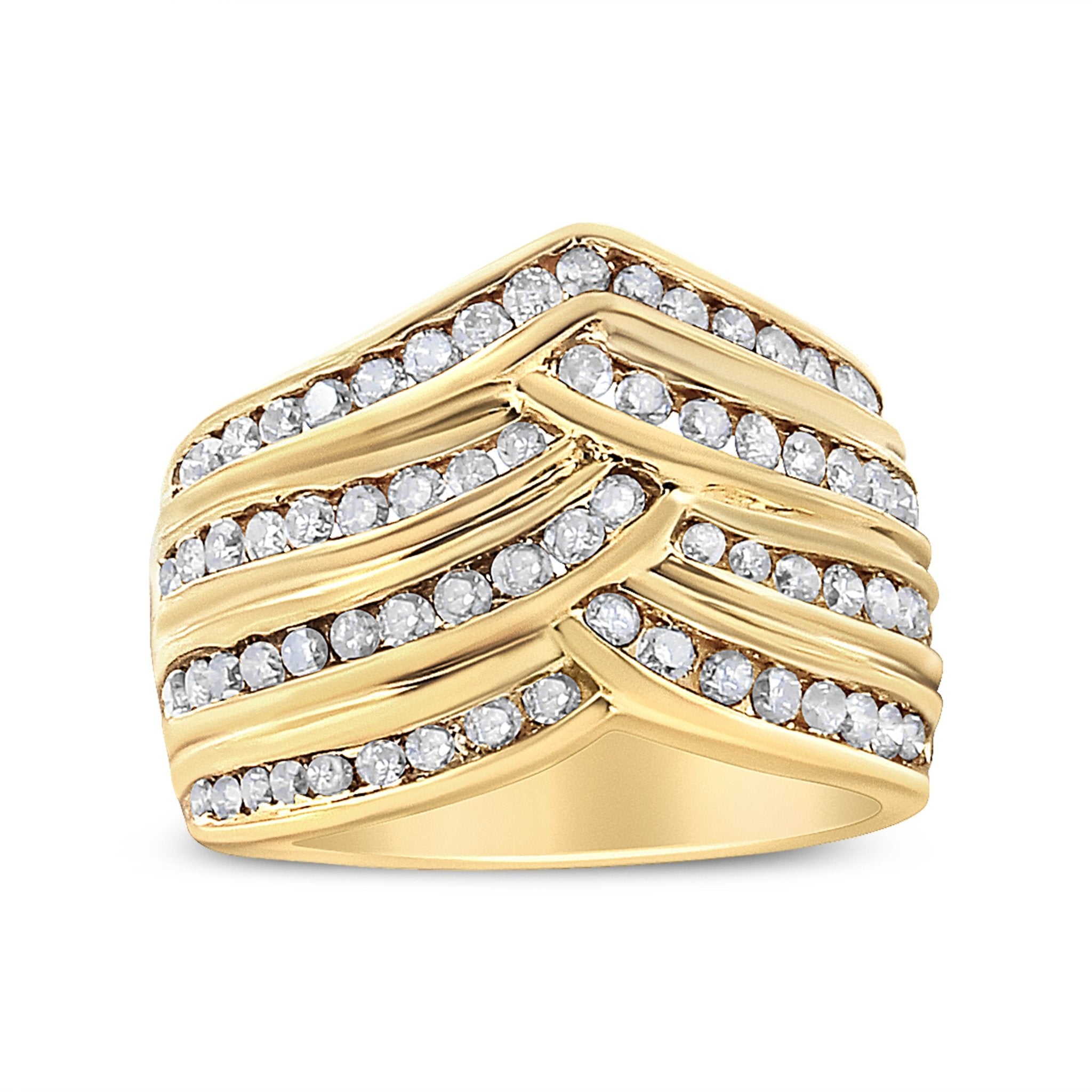 10K Yellow Gold Plated .925 Sterling Silver 1 1/2 Cttw Diamond Channel Band (Champagne Color, I2 - I3 Clarity) Ring - Tuesday Morning - Rings