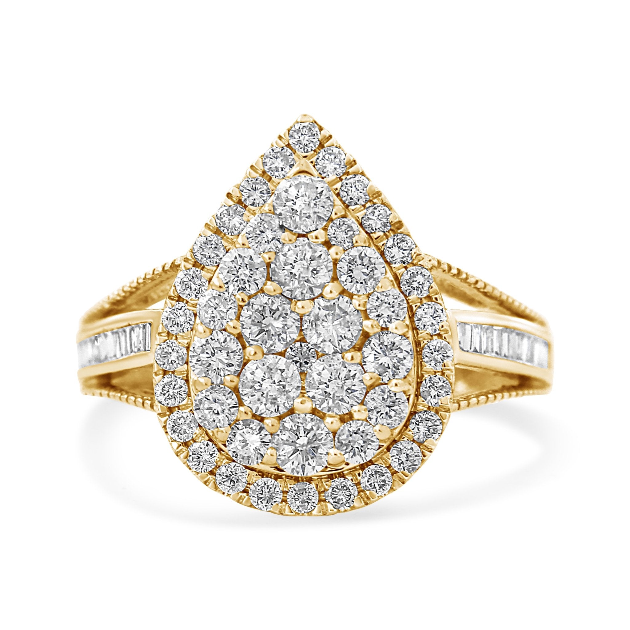 10K Yellow Gold Plated .925 Sterling Silver 1 1/2 Cttw Round - Cut Diamond Cocktail Ring (I - J Color, I1 - I2 Clarity) - Tuesday Morning - Rings