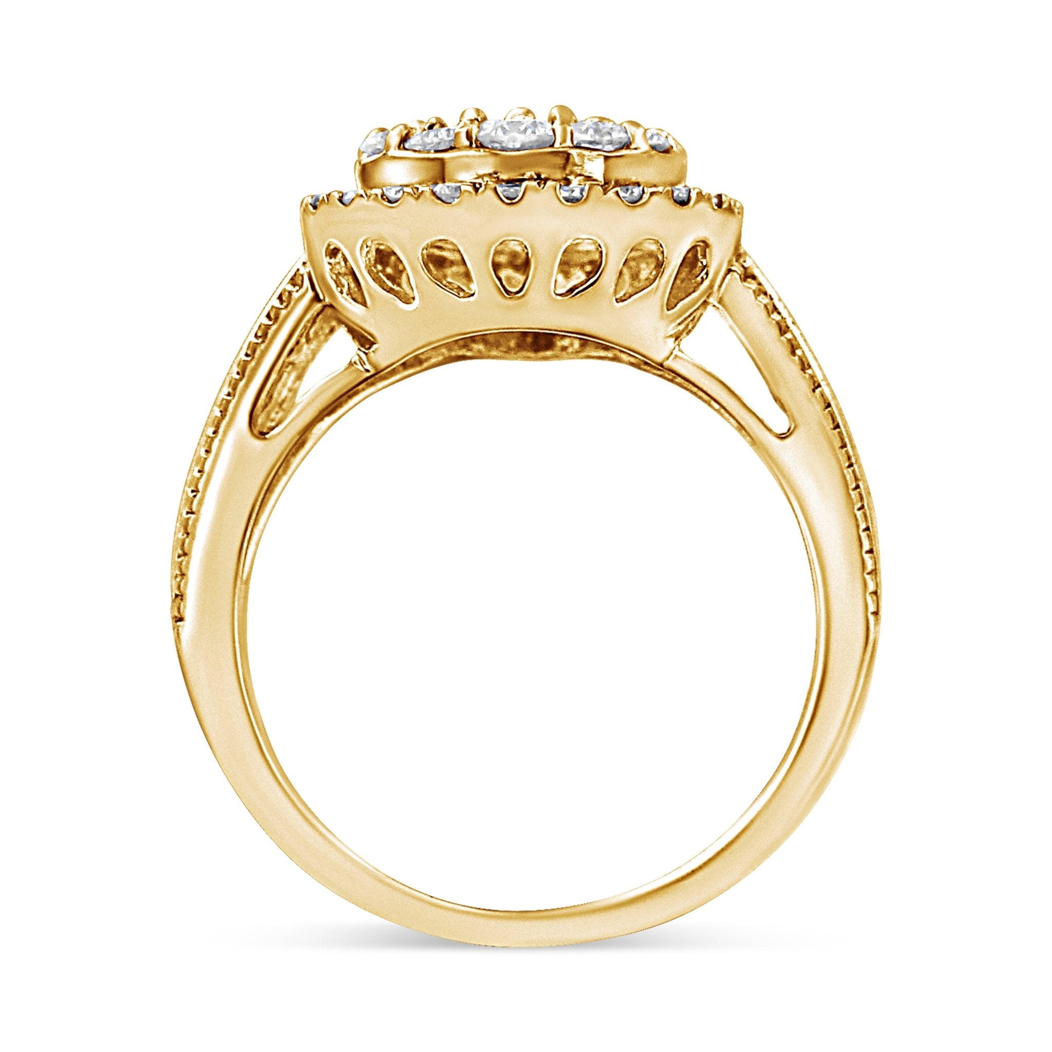 10K Yellow Gold Plated .925 Sterling Silver 1 1/2 Cttw Round - Cut Diamond Cocktail Ring (I - J Color, I1 - I2 Clarity) - Tuesday Morning - Rings