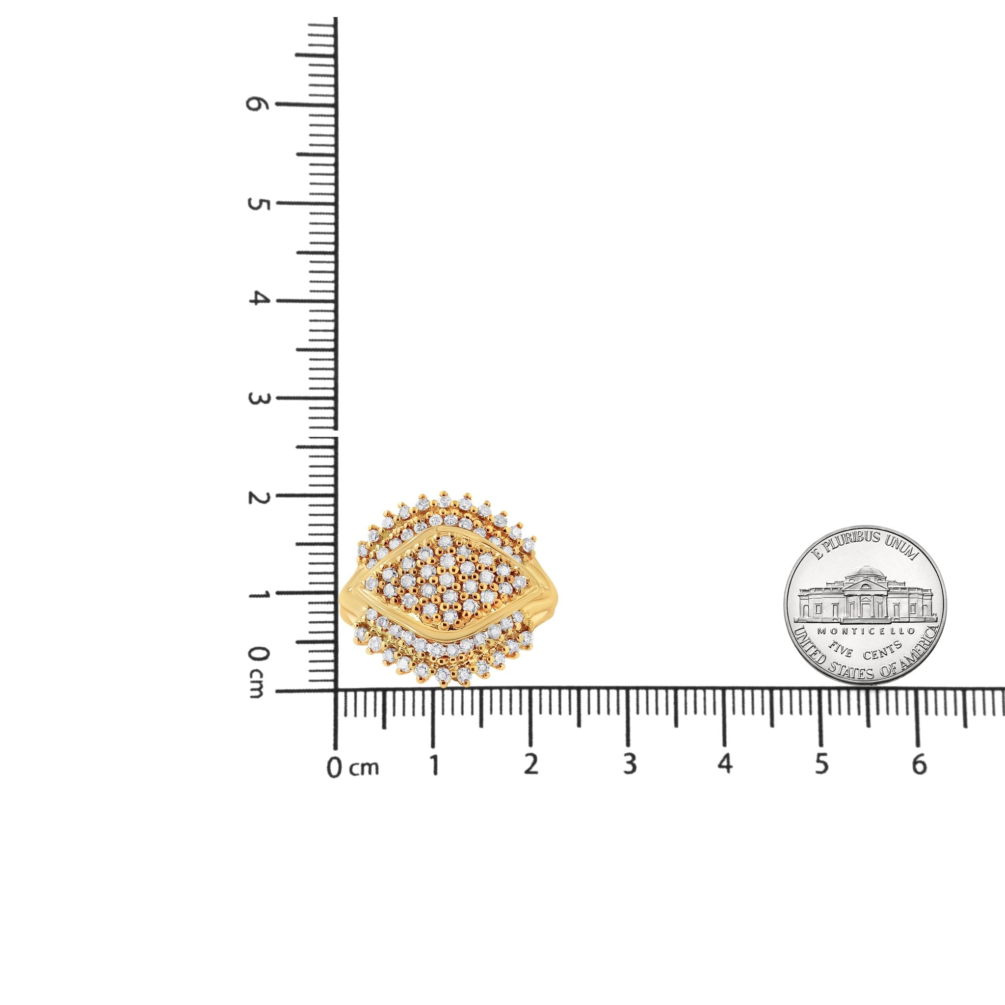 10K Yellow Gold Plated .925 Sterling Silver 1.00 Cttw Diamond Cluster Ring (Champagne Color, I2 - I3 Clarity) - Tuesday Morning - Rings