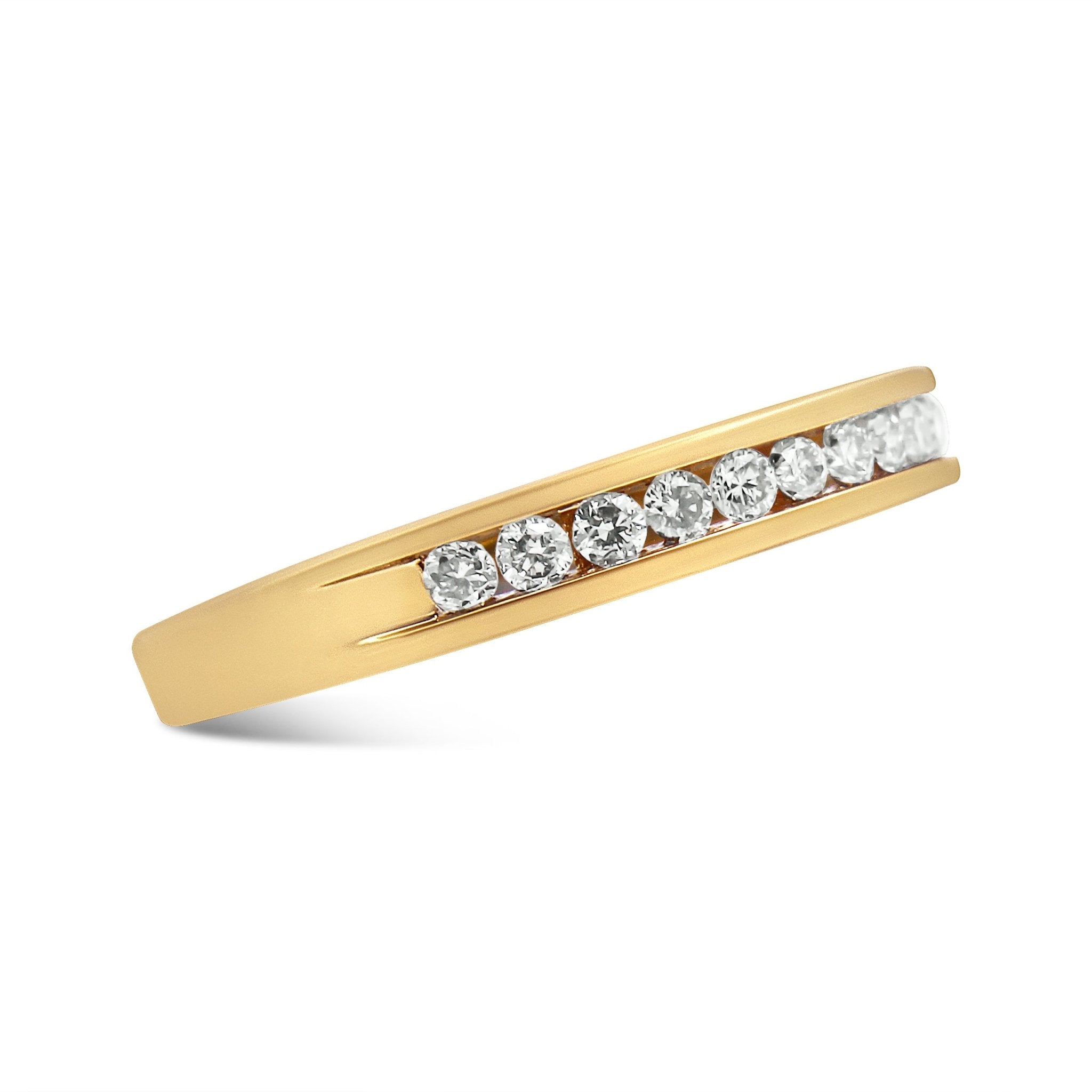 10K Yellow Gold Plated .925 Sterling Silver 1/4 Cttw Channel Set Round Diamond 11 Stone Wedding Band Ring (K - L Color, I1 - I2 Clarity) - Tuesday Morning - Rings