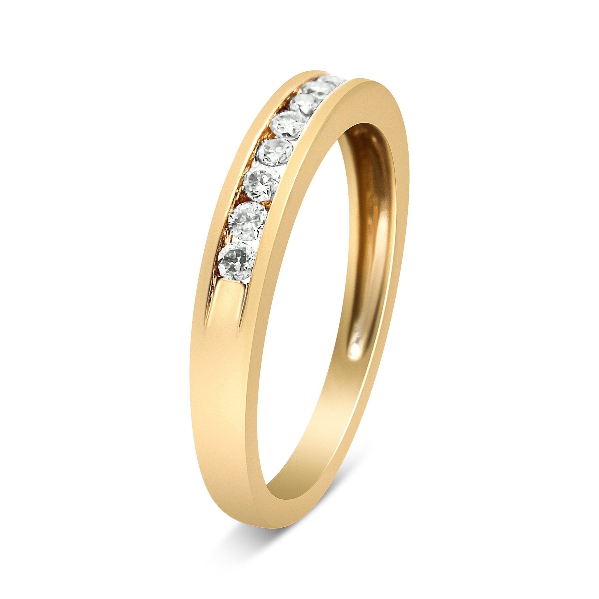 10K Yellow Gold Plated .925 Sterling Silver 1/4 Cttw Channel Set Round Diamond 11 Stone Wedding Band Ring (K - L Color, I1 - I2 Clarity) - Tuesday Morning - Rings