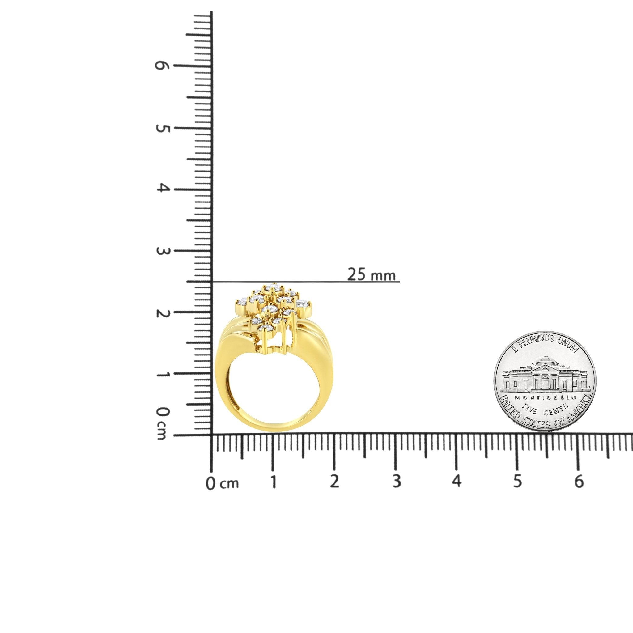 10K Yellow Gold Plated .925 Sterling Silver Diamond Cocktail Ring (1 1/2 Cttw, J - K Color, I1 - I2 Clarity) - Tuesday Morning - Rings