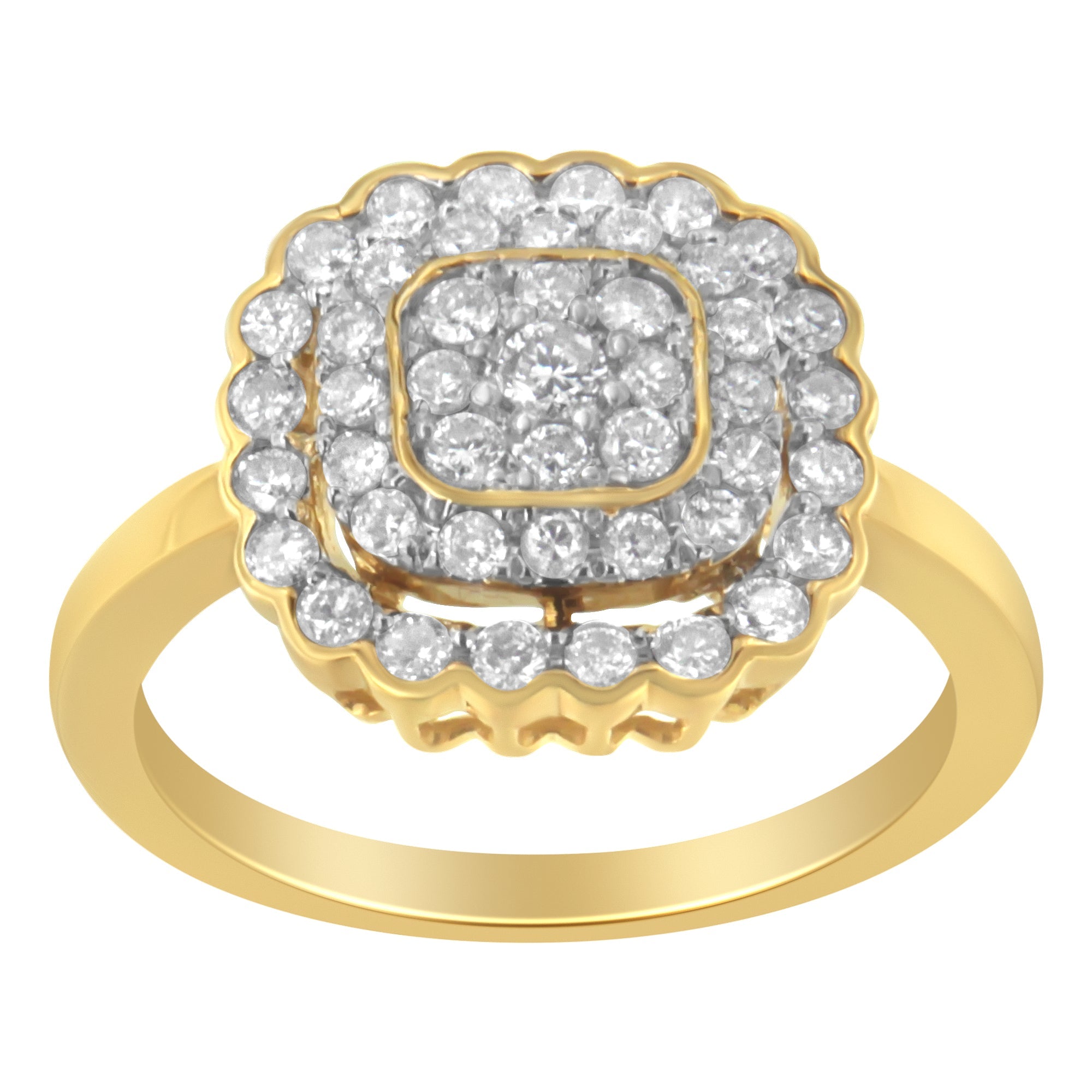 10K Yellow Gold Plated .925 Sterling Silver Diamond Cocktail Ring (3/4 Cttw, J - K Color, I2 - I3 Clarity) - Tuesday Morning - Rings