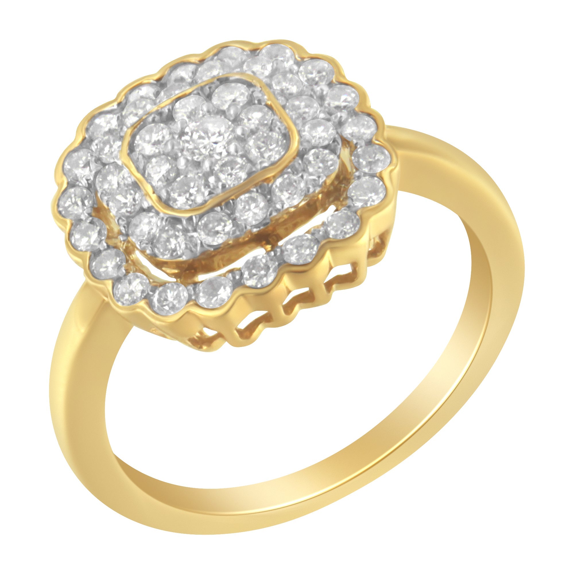 10K Yellow Gold Plated .925 Sterling Silver Diamond Cocktail Ring (3/4 Cttw, J - K Color, I2 - I3 Clarity) - Tuesday Morning - Rings