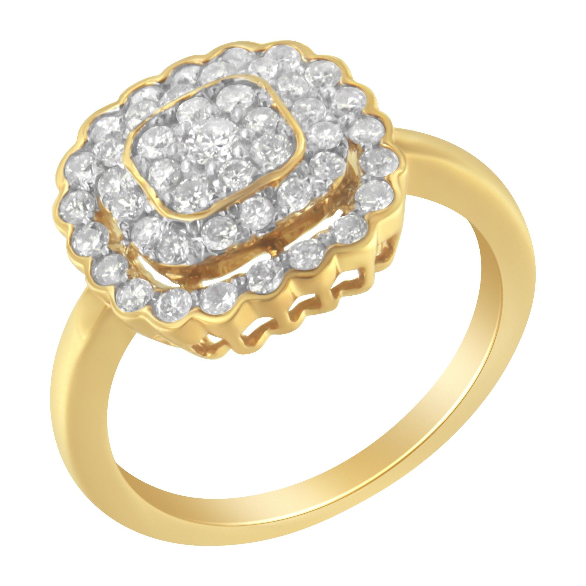 10K Yellow Gold Plated .925 Sterling Silver Diamond Cocktail Ring (3/4 Cttw, J - K Color, I2 - I3 Clarity) - Tuesday Morning - Rings