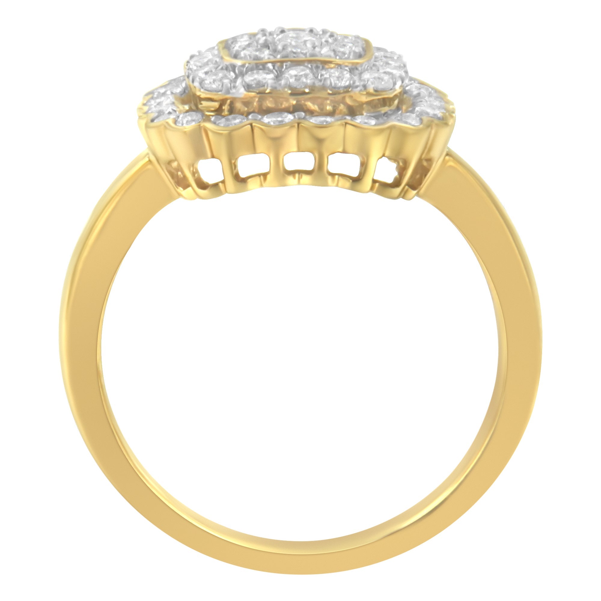 10K Yellow Gold Plated .925 Sterling Silver Diamond Cocktail Ring (3/4 Cttw, J - K Color, I2 - I3 Clarity) - Tuesday Morning - Rings