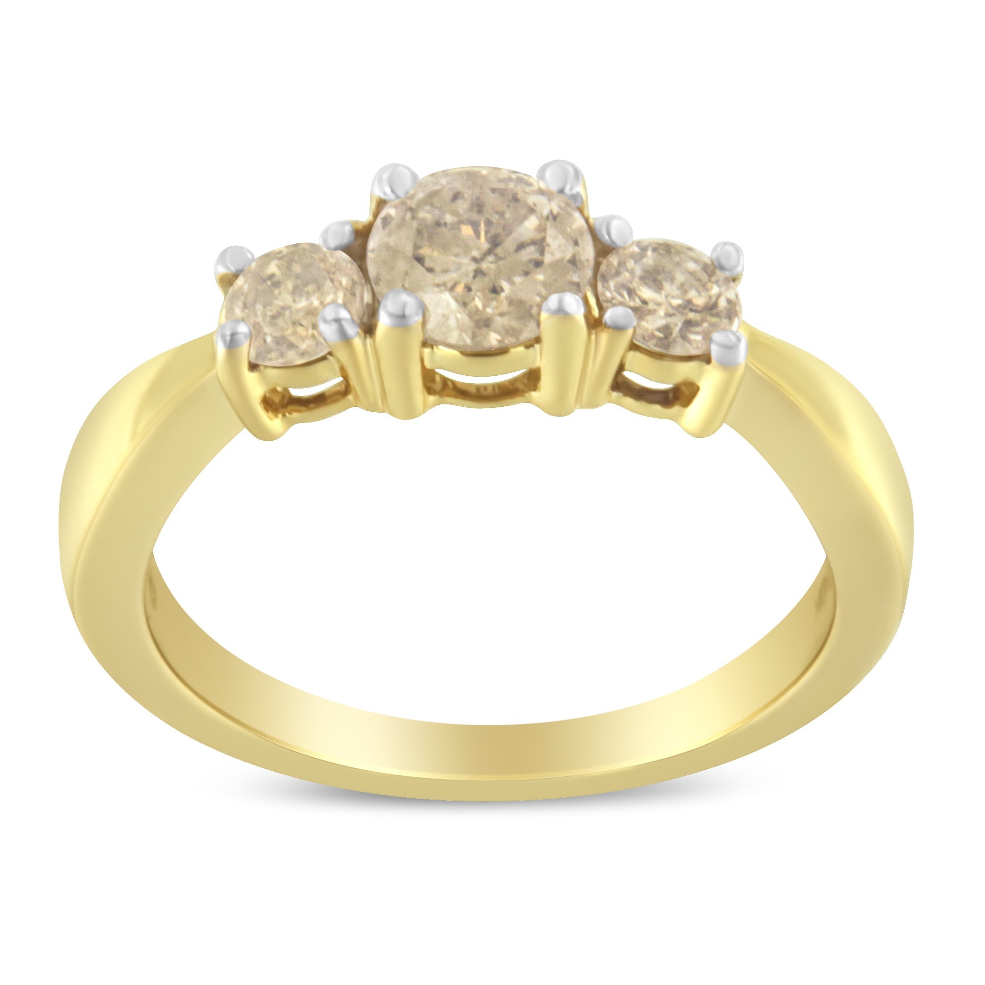 10K Yellow Gold Three Stone Diamond Band Ring (1.00 cttw, J - K Color, I2 - I3 Clarity) - Tuesday Morning - Rings