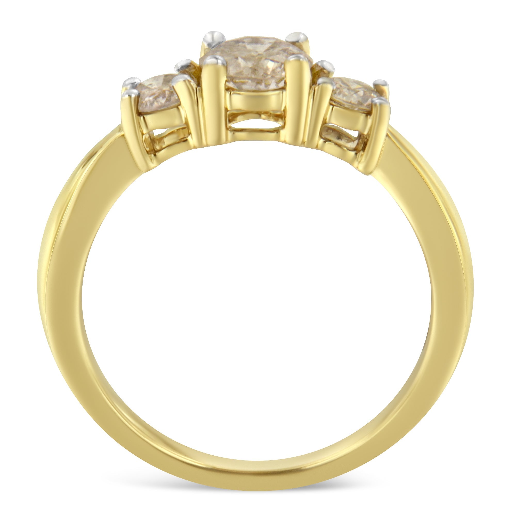 10K Yellow Gold Three Stone Diamond Band Ring (1.00 cttw, J - K Color, I2 - I3 Clarity) - Tuesday Morning - Rings