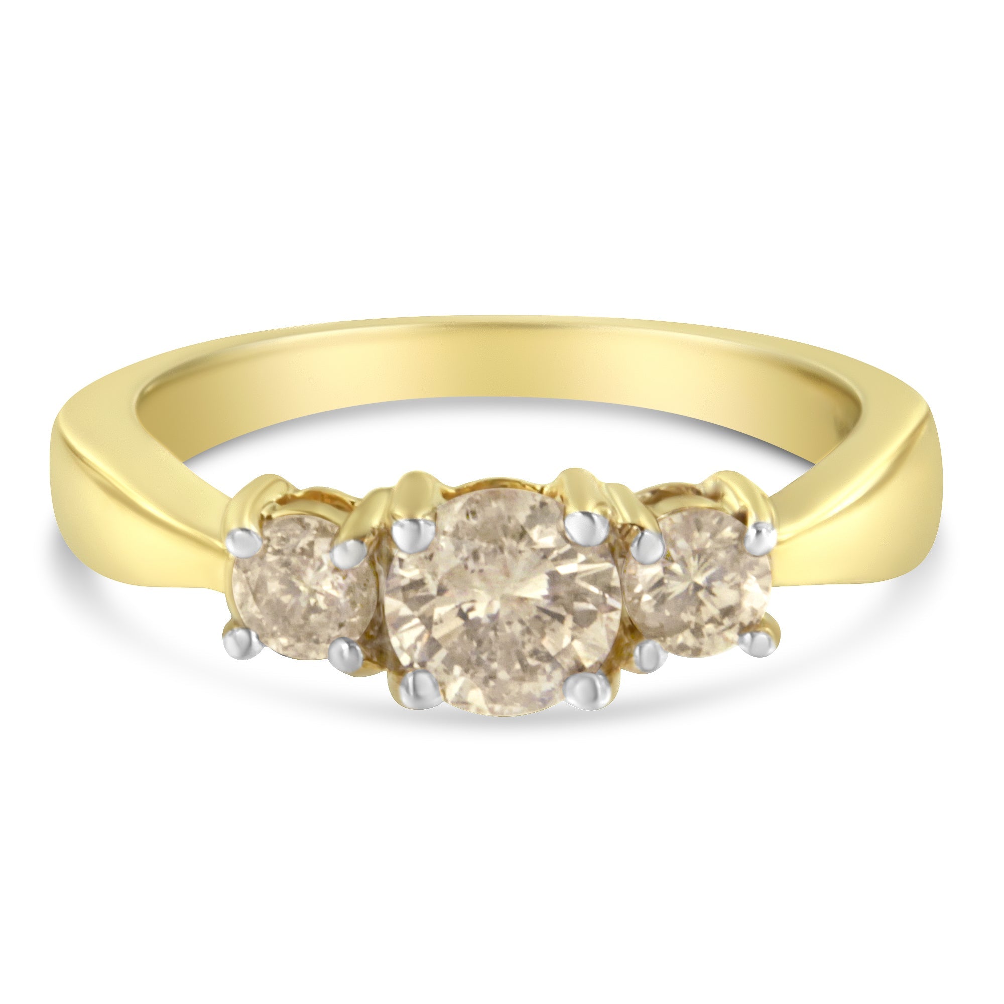 10K Yellow Gold Three Stone Diamond Band Ring (1.00 cttw, J - K Color, I2 - I3 Clarity) - Tuesday Morning - Rings