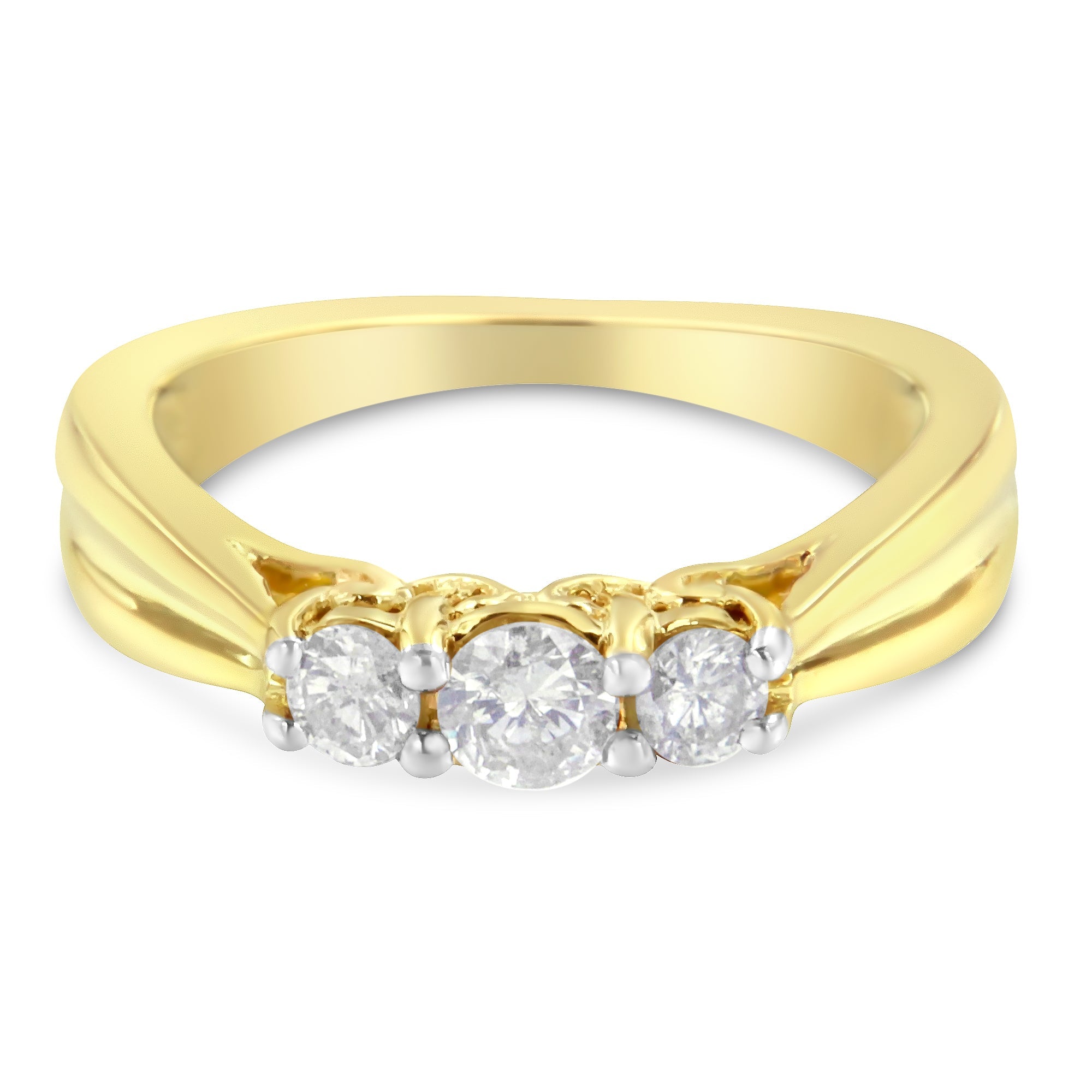 10K Yellow Gold Three - stone Diamond Ring (0.50 cttw, J - K Color, I2 - I3 Clarity) - Tuesday Morning - Rings