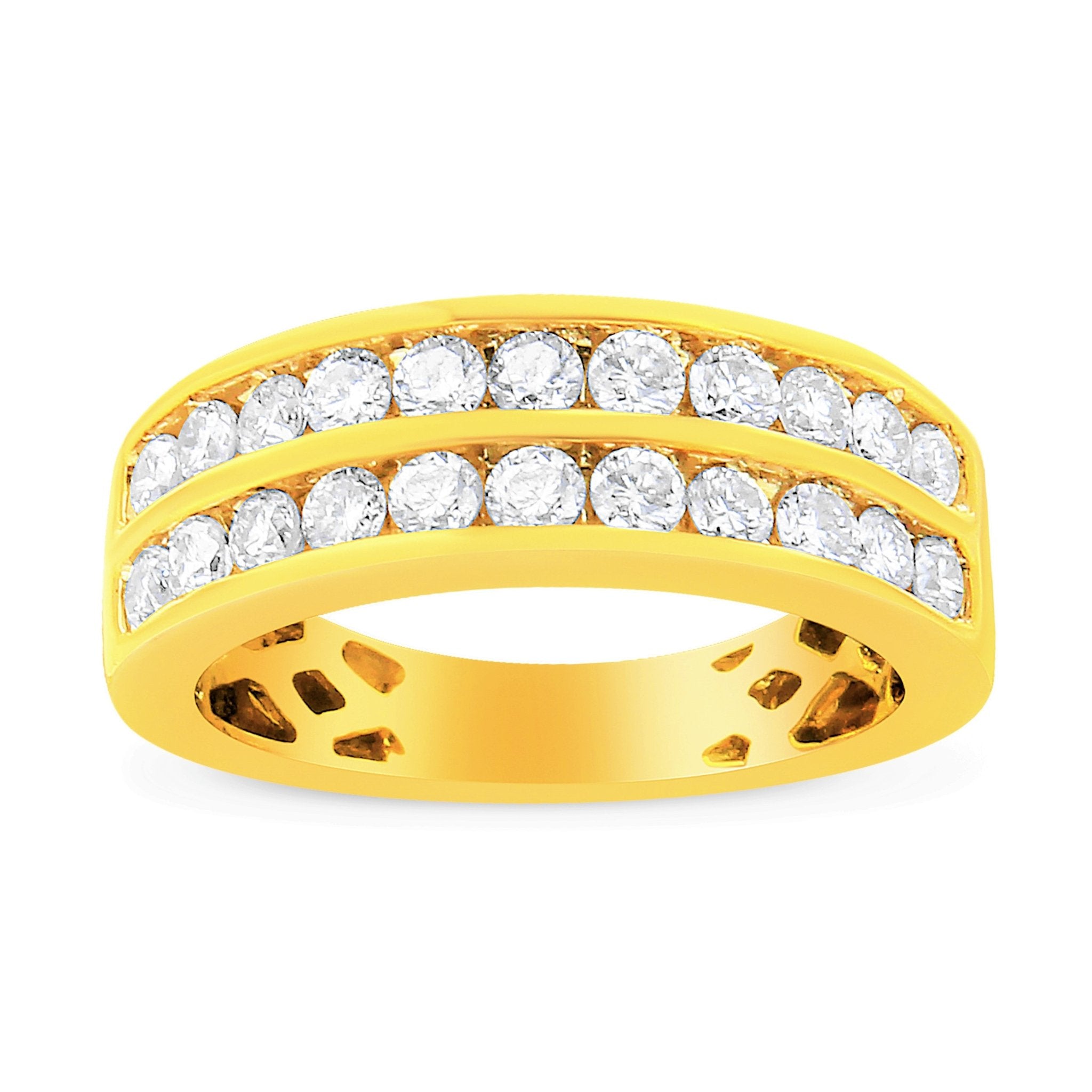 10K Yellow Gold Two - Row Diamond Band Ring (1 Cttw, J - K Color, I1 - I2 Clarity) - Tuesday Morning - Rings