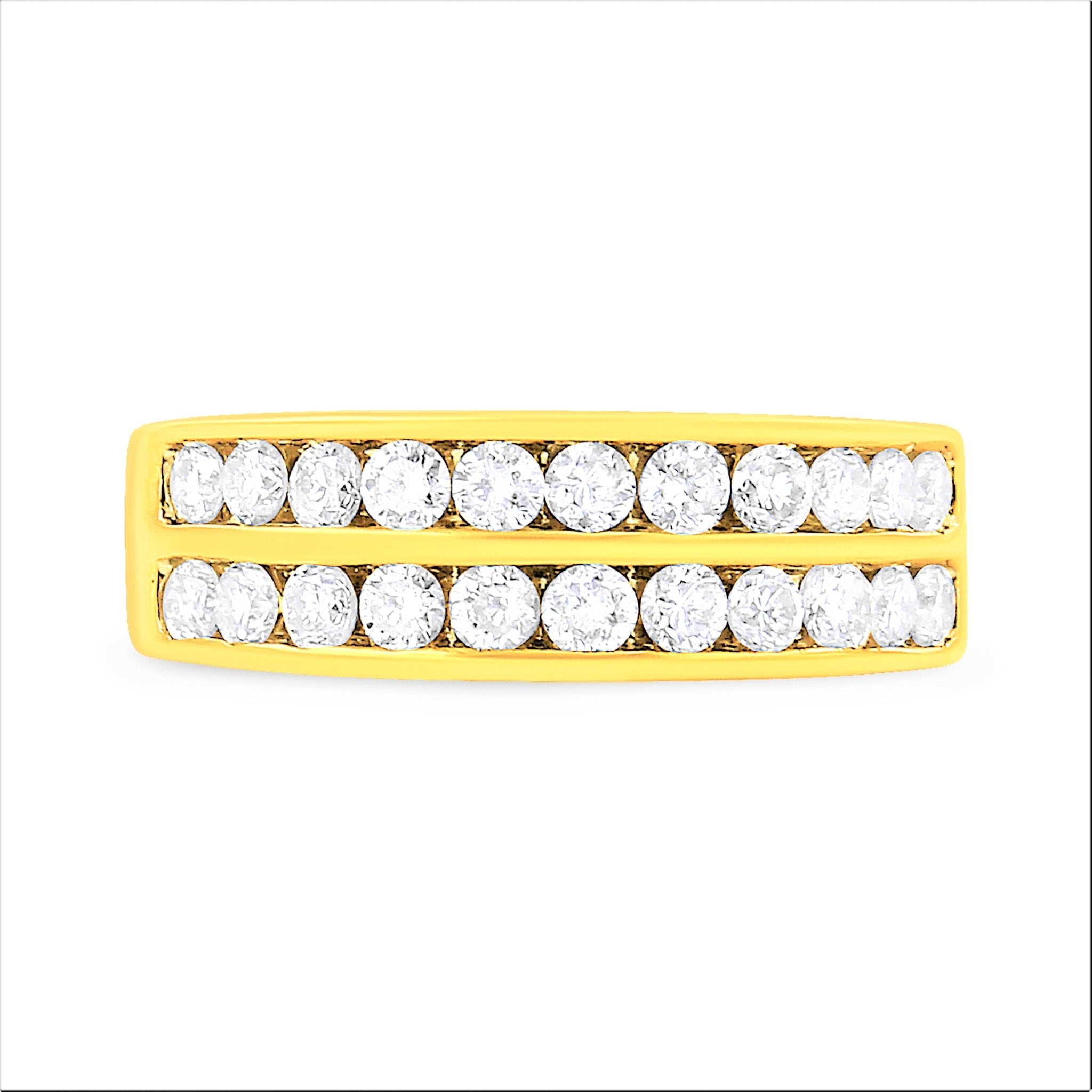 10K Yellow Gold Two - Row Diamond Band Ring (1 Cttw, J - K Color, I1 - I2 Clarity) - Tuesday Morning - Rings