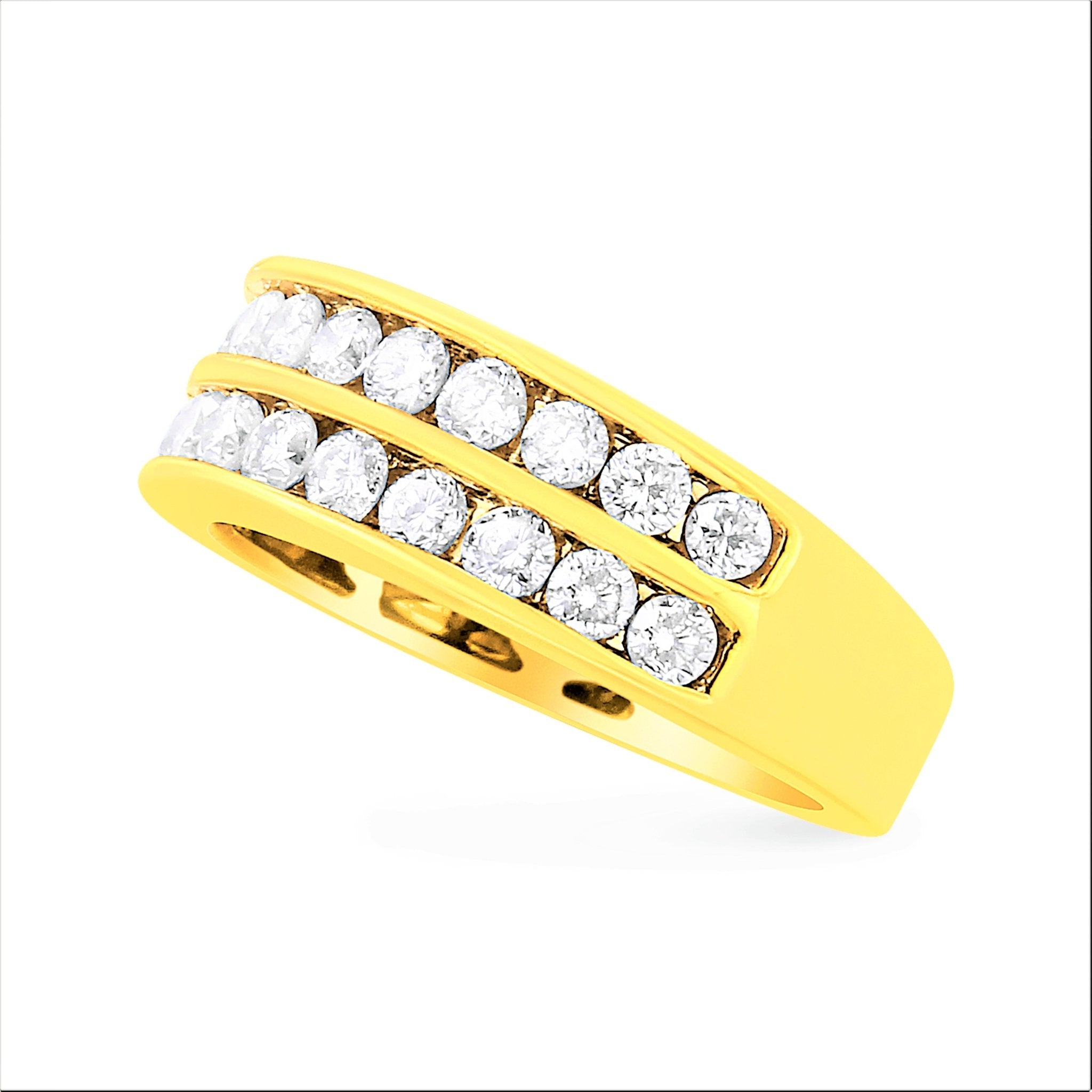 10K Yellow Gold Two - Row Diamond Band Ring (1 Cttw, J - K Color, I1 - I2 Clarity) - Tuesday Morning - Rings