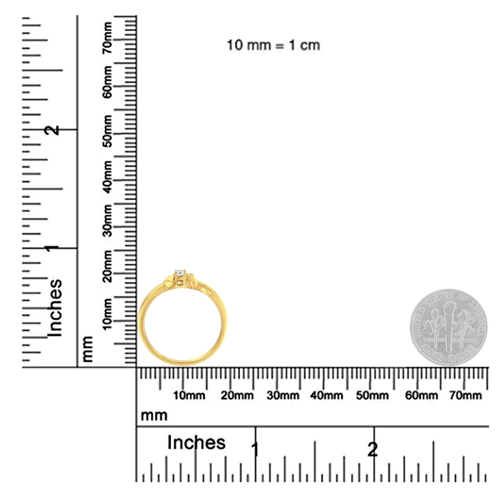 10kt Yellow Gold 1/10 Cttw Brilliant Round - cut Diamond Swirling Solitaire Promise Ring (H - I Color, SI2 - I1 Clarity) - Tuesday Morning - Rings