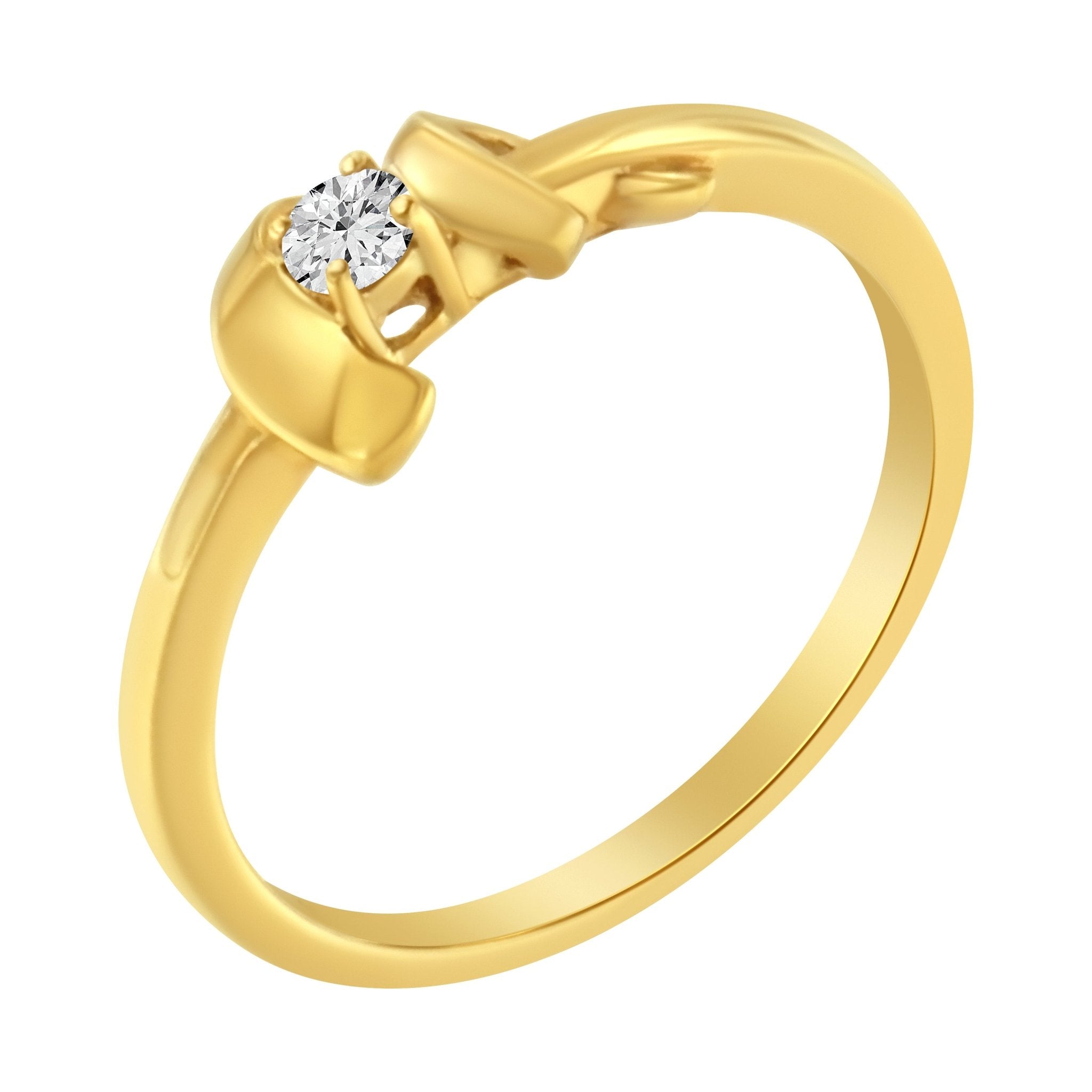 10kt Yellow Gold 1/10 Cttw Brilliant Round - cut Diamond Swirling Solitaire Promise Ring (H - I Color, SI2 - I1 Clarity) - Tuesday Morning - Rings