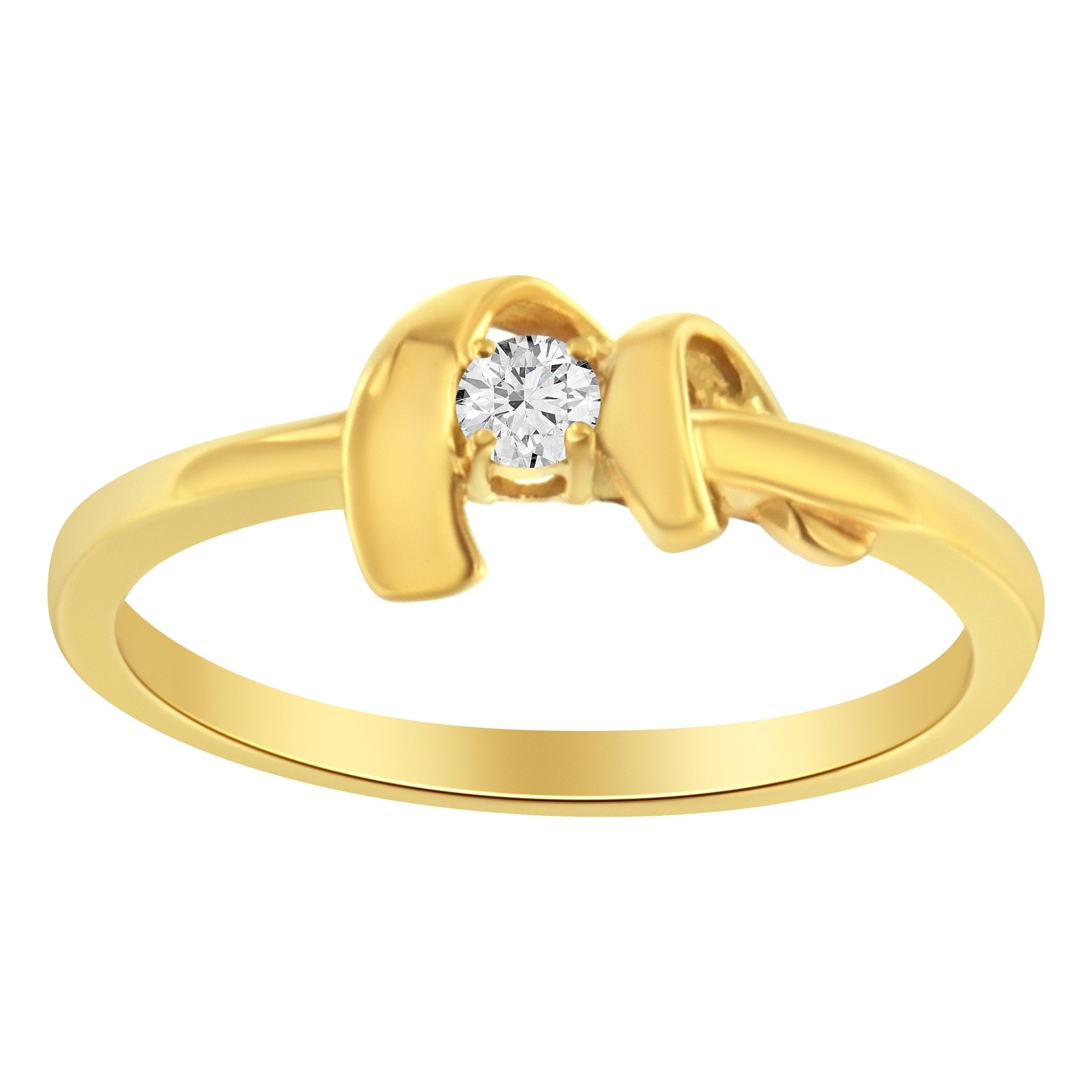 10kt Yellow Gold 1/10 Cttw Brilliant Round - cut Diamond Swirling Solitaire Promise Ring (H - I Color, SI2 - I1 Clarity) - Tuesday Morning - Rings