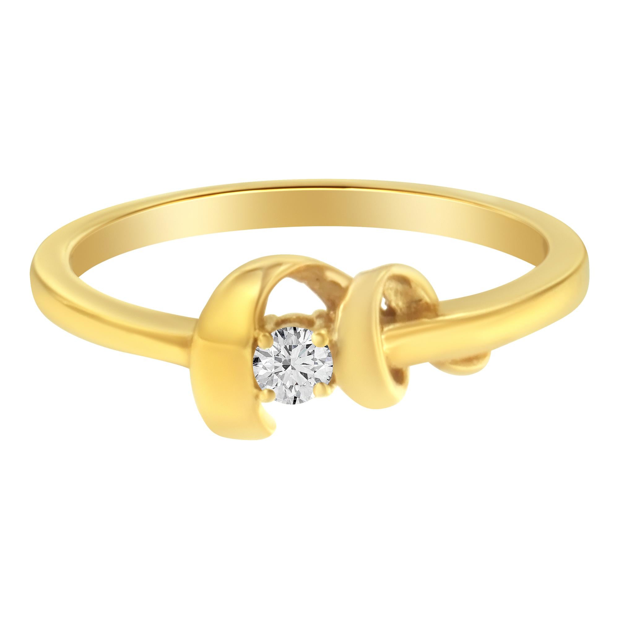 10kt Yellow Gold 1/10 Cttw Brilliant Round - cut Diamond Swirling Solitaire Promise Ring (H - I Color, SI2 - I1 Clarity) - Tuesday Morning - Rings