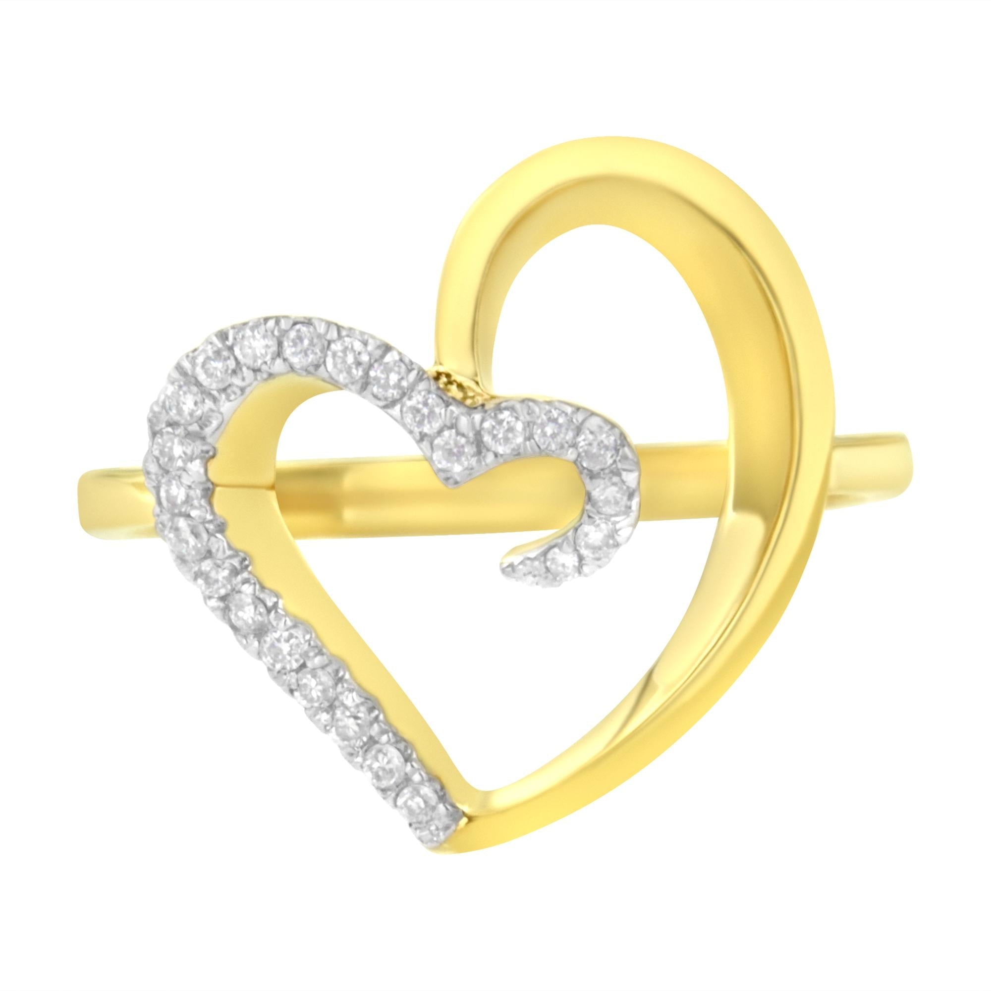 10KT Yellow Gold 1/10 cttw Diamond Heart Shape Ring (K - L, I1 - I2) - Tuesday Morning - Rings