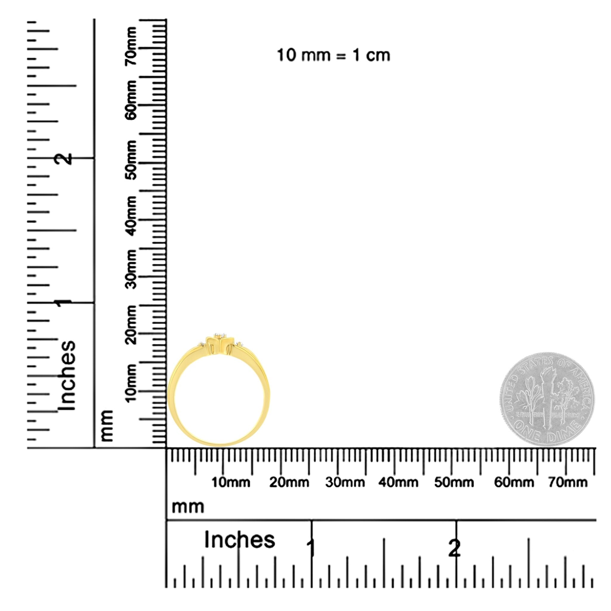 10KT Yellow Gold 1/20 cttw Diamond Triple Heart Diamond Ring (K - L, I1 - I2) - Tuesday Morning - Rings