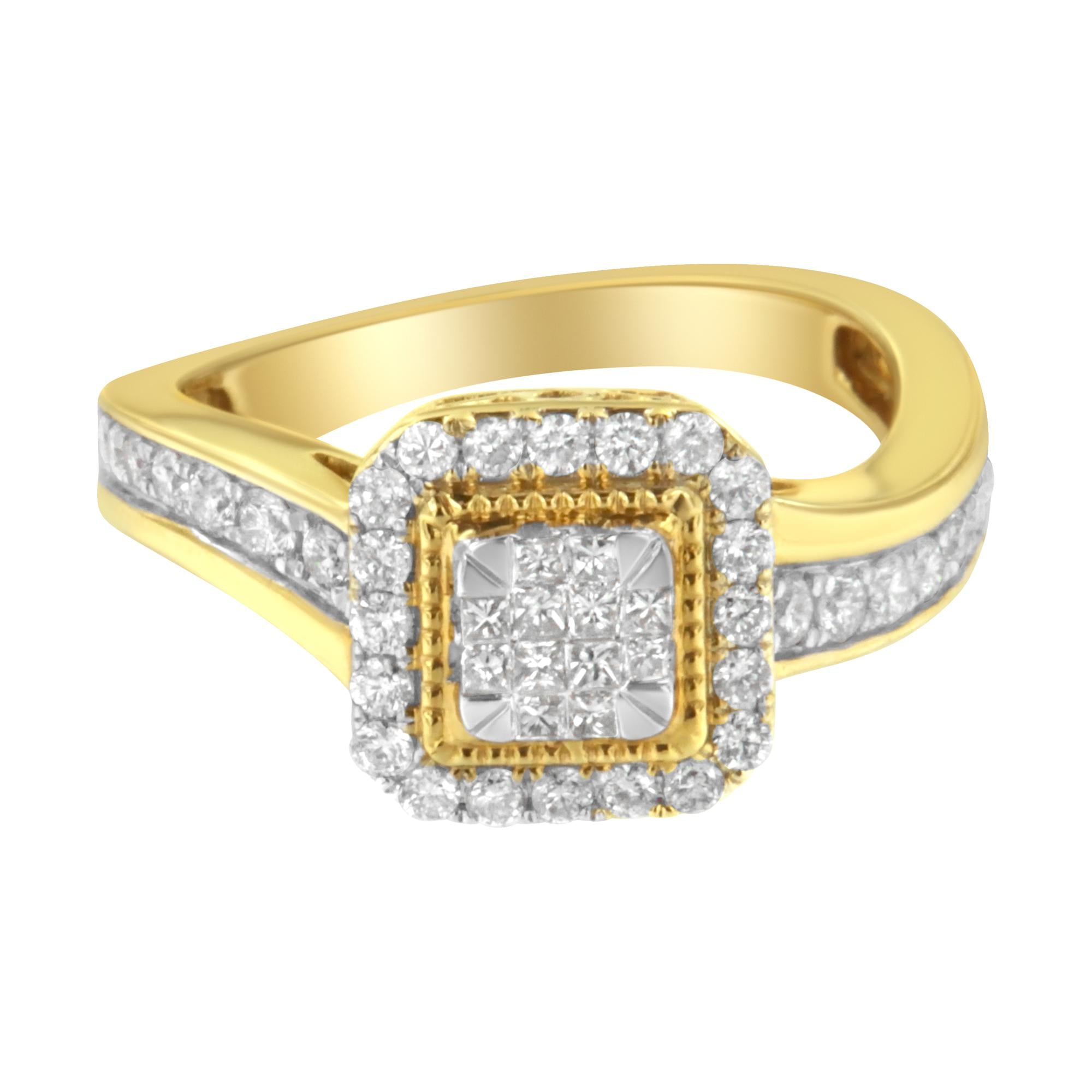 10KT Yellow Gold Diamond Cocktail Ring (5/8 cttw, H - I Color, SI2 - I1 Clarity) - Tuesday Morning - Rings