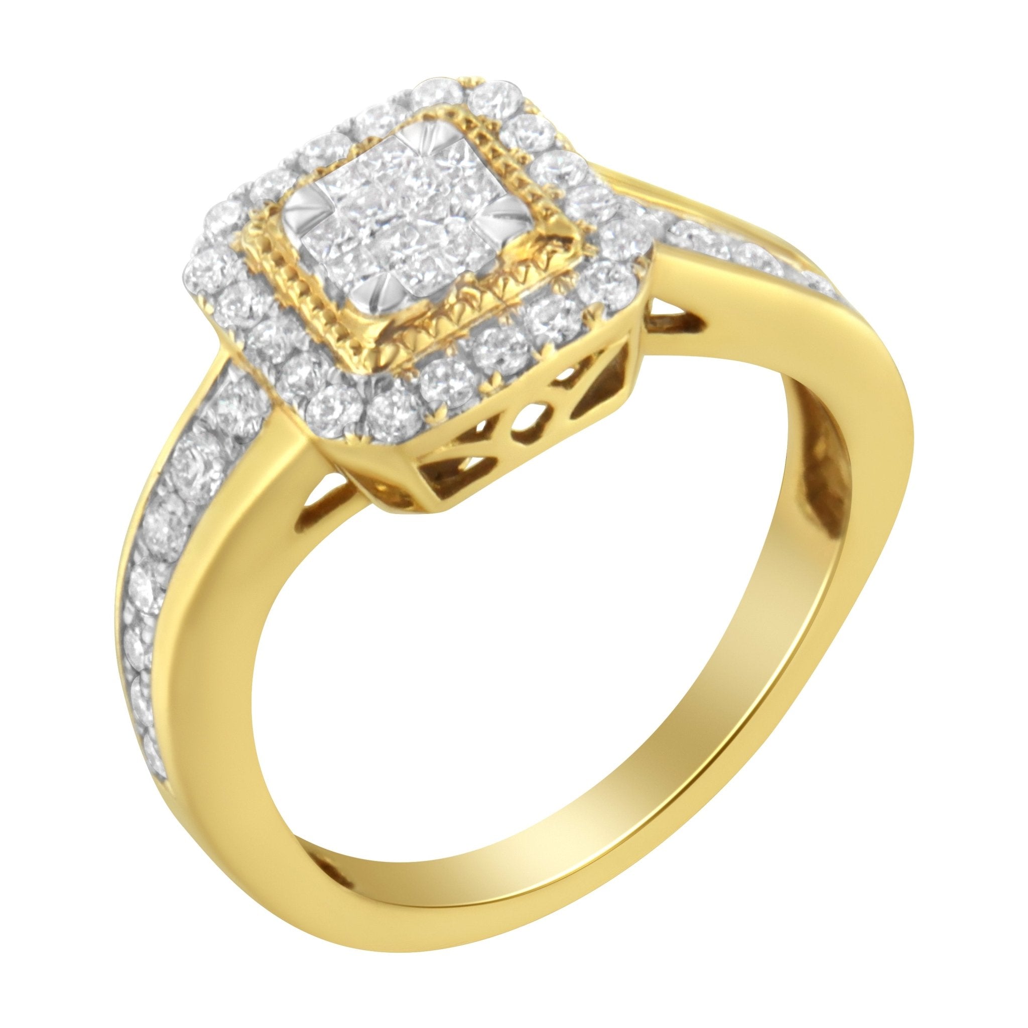 10KT Yellow Gold Diamond Cocktail Ring (5/8 cttw, H - I Color, SI2 - I1 Clarity) - Tuesday Morning - Rings