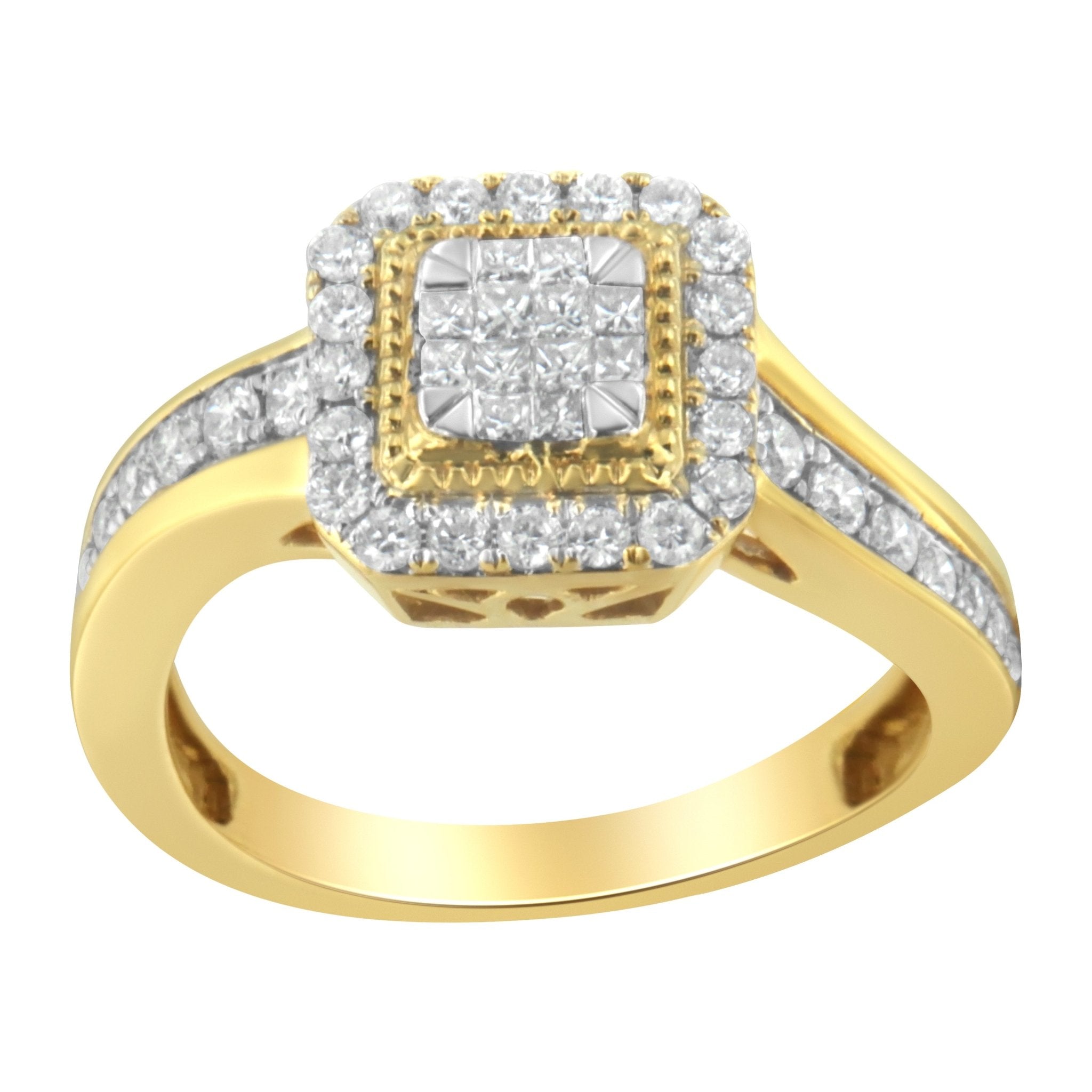 10KT Yellow Gold Diamond Cocktail Ring (5/8 cttw, H - I Color, SI2 - I1 Clarity) - Tuesday Morning - Rings