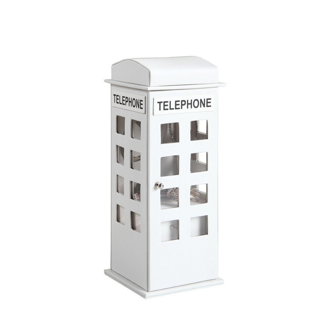 11.5 Tall Leather Jewelry Box, British Telephone Design, White - Tuesday Morning - Jewelry Boxes & Organizers