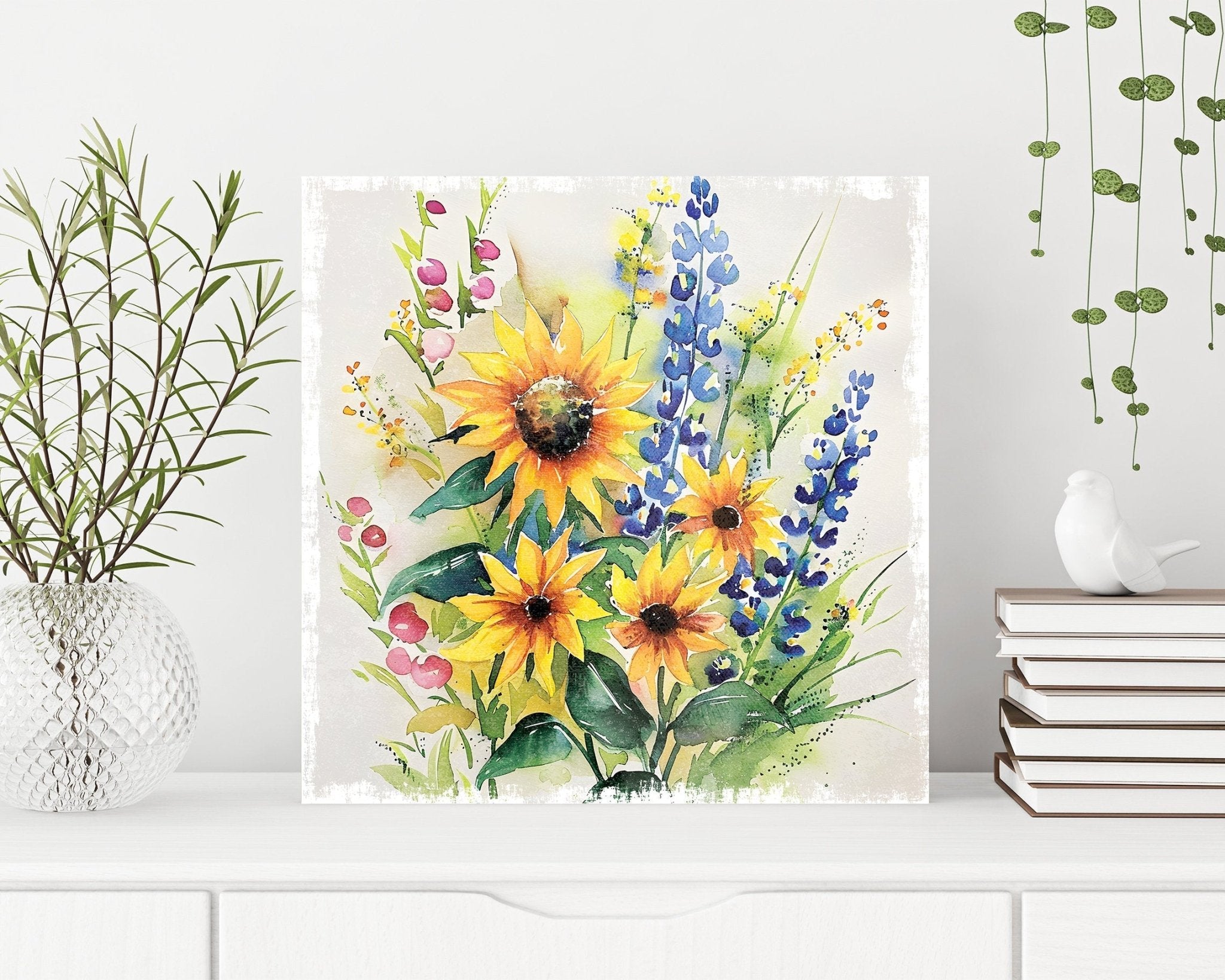 12 - inch Watercolor Wildflower Wall Decor | Danish Pastel Decor, Spring Wall Decor, Rustic Farmhouse Decor, Canvas Print Home Decor - Tuesday Morning - Wall Signs