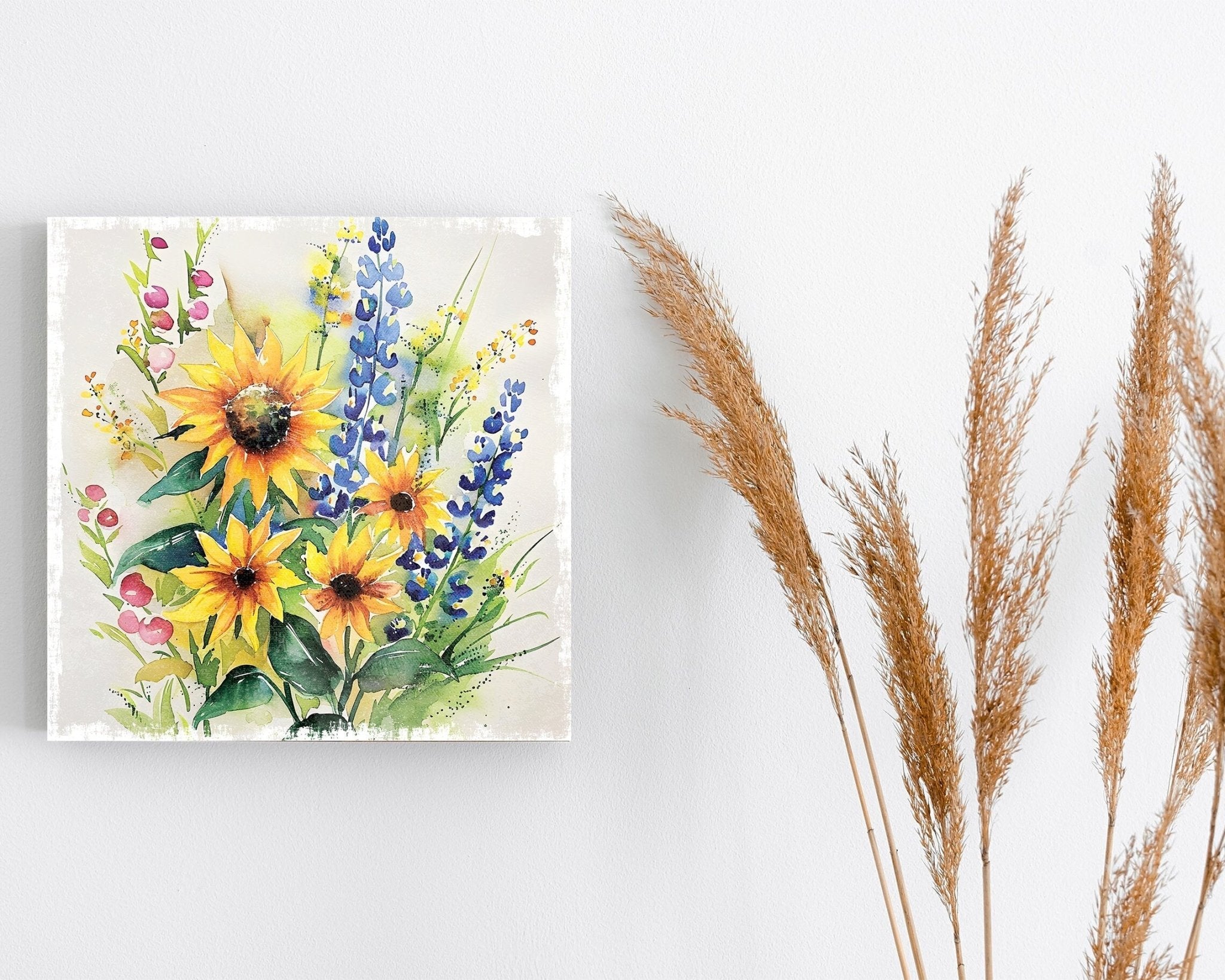 12 - inch Watercolor Wildflower Wall Decor | Danish Pastel Decor, Spring Wall Decor, Rustic Farmhouse Decor, Canvas Print Home Decor - Tuesday Morning - Wall Signs