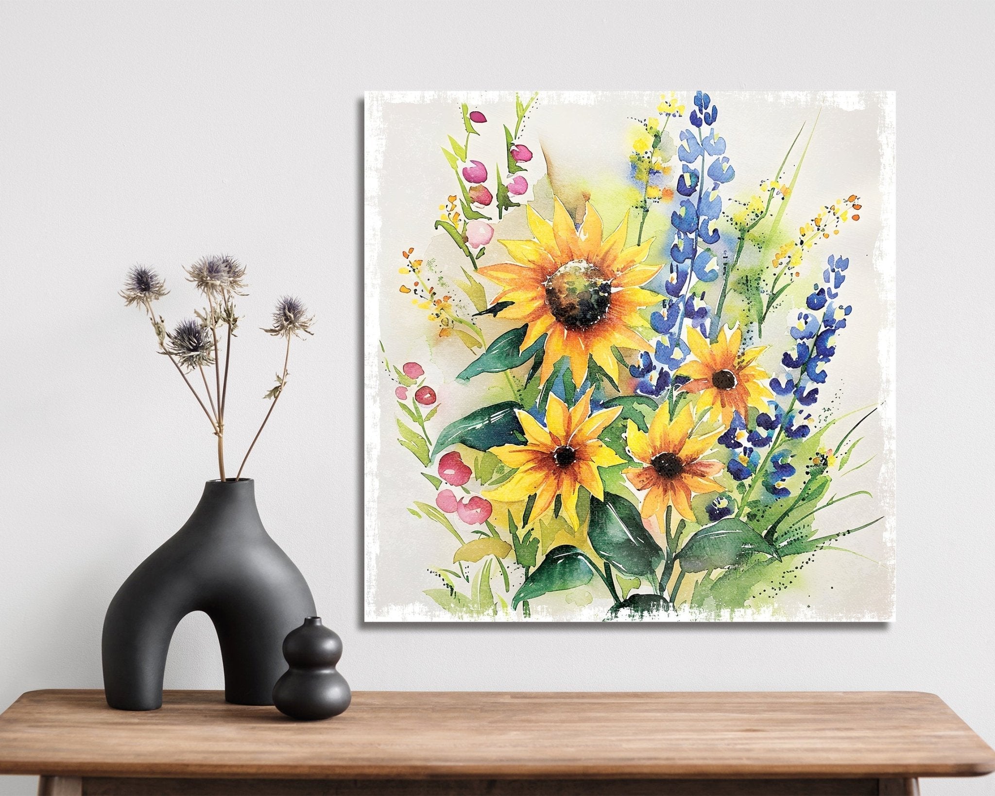 12 - inch Watercolor Wildflower Wall Decor | Danish Pastel Decor, Spring Wall Decor, Rustic Farmhouse Decor, Canvas Print Home Decor - Tuesday Morning - Wall Signs