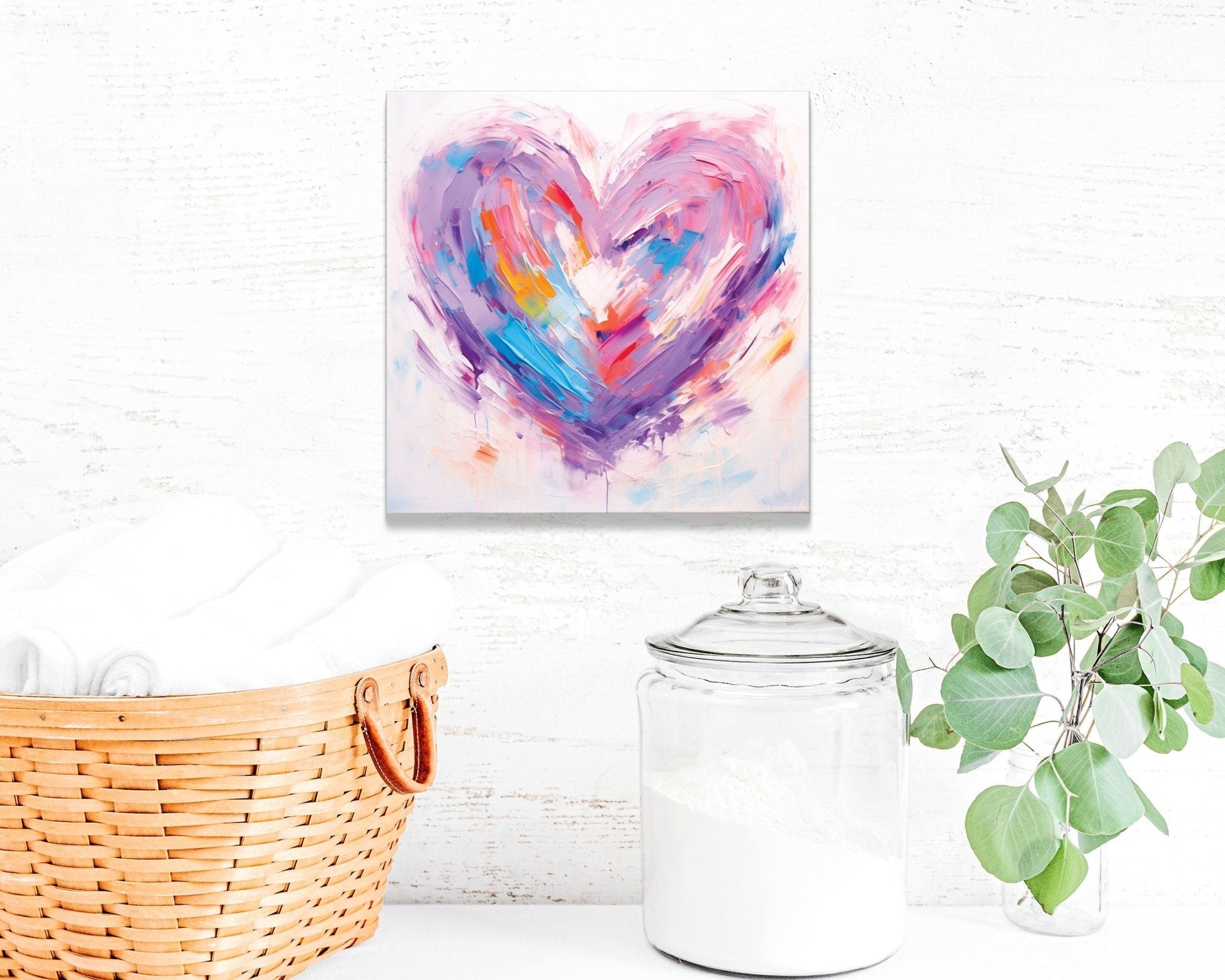 12 - inche Oil Painting Style of a Colorful Heart Valentine__ Day Canvas UV Print Wall Art, Wall Canvas Printing, Living Room Decor - Tuesday Morning - Wall Signs