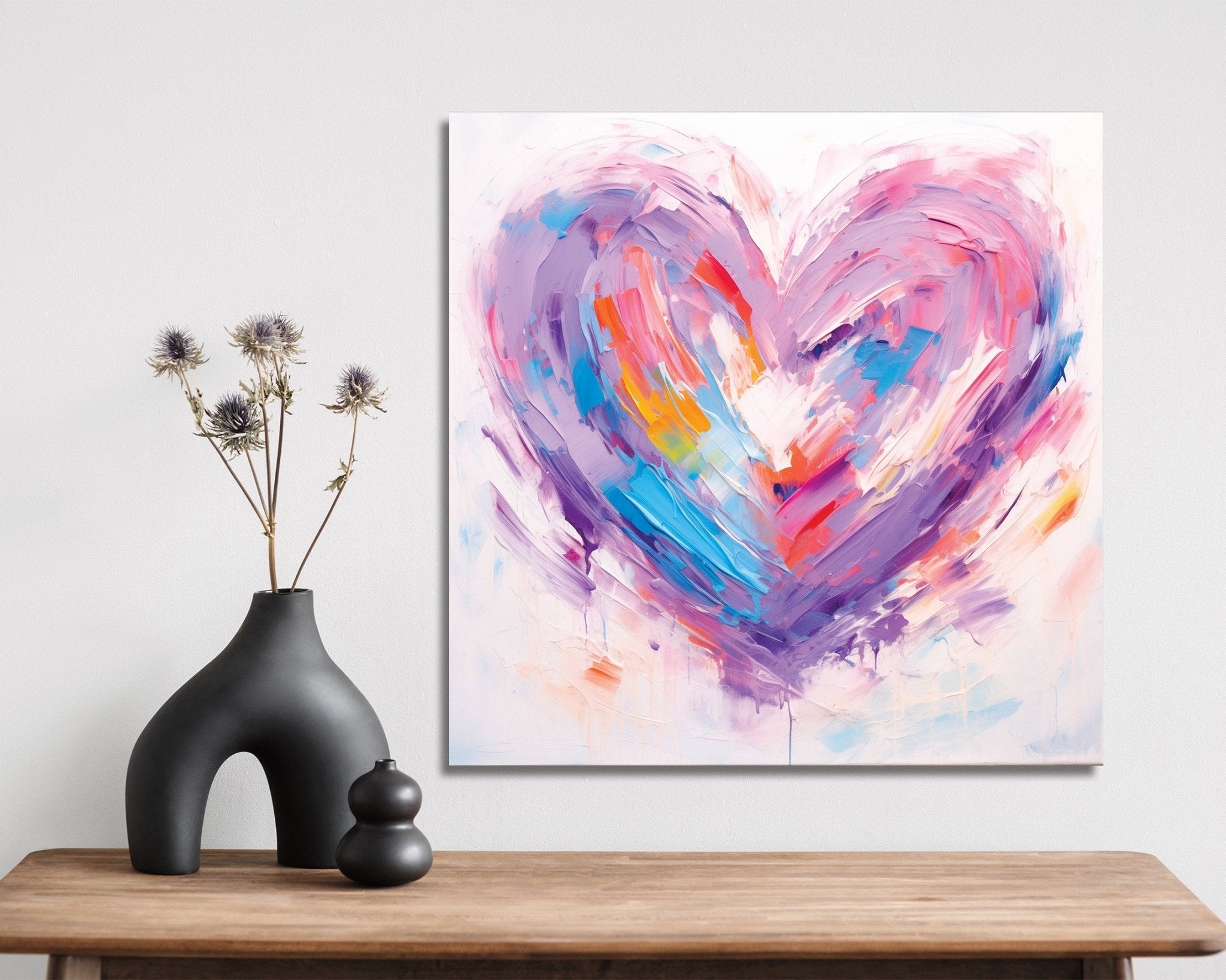 12 - inche Oil Painting Style of a Colorful Heart Valentine__ Day Canvas UV Print Wall Art, Wall Canvas Printing, Living Room Decor - Tuesday Morning - Wall Signs