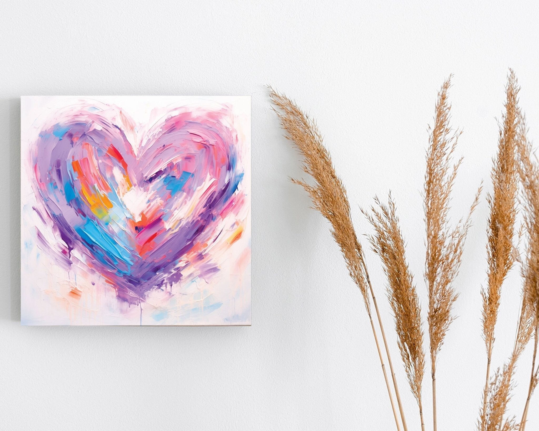 12 - inche Oil Painting Style of a Colorful Heart Valentine__ Day Canvas UV Print Wall Art, Wall Canvas Printing, Living Room Decor - Tuesday Morning - Wall Signs