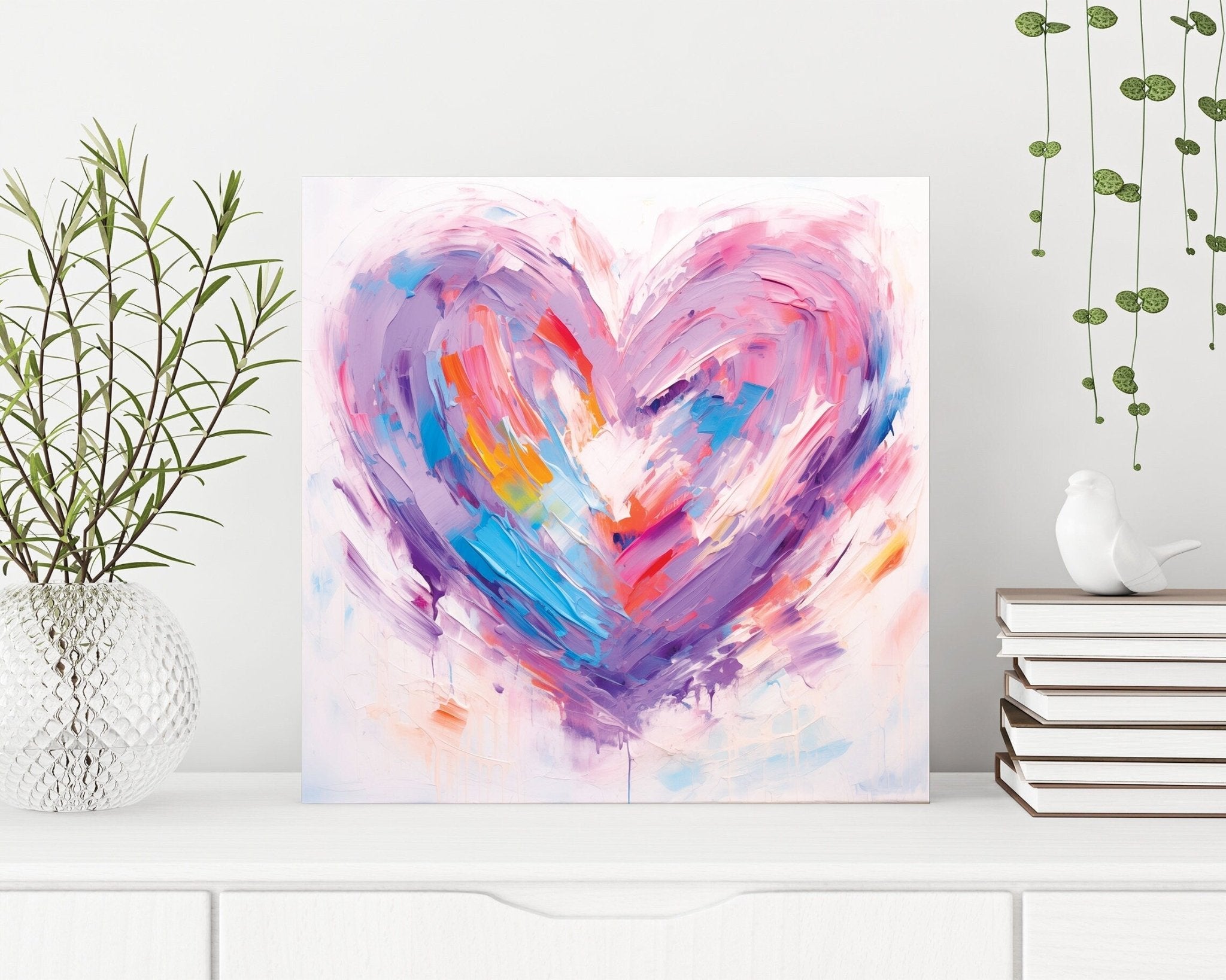 12 - inche Oil Painting Style of a Colorful Heart Valentine__ Day Canvas UV Print Wall Art, Wall Canvas Printing, Living Room Decor - Tuesday Morning - Wall Signs