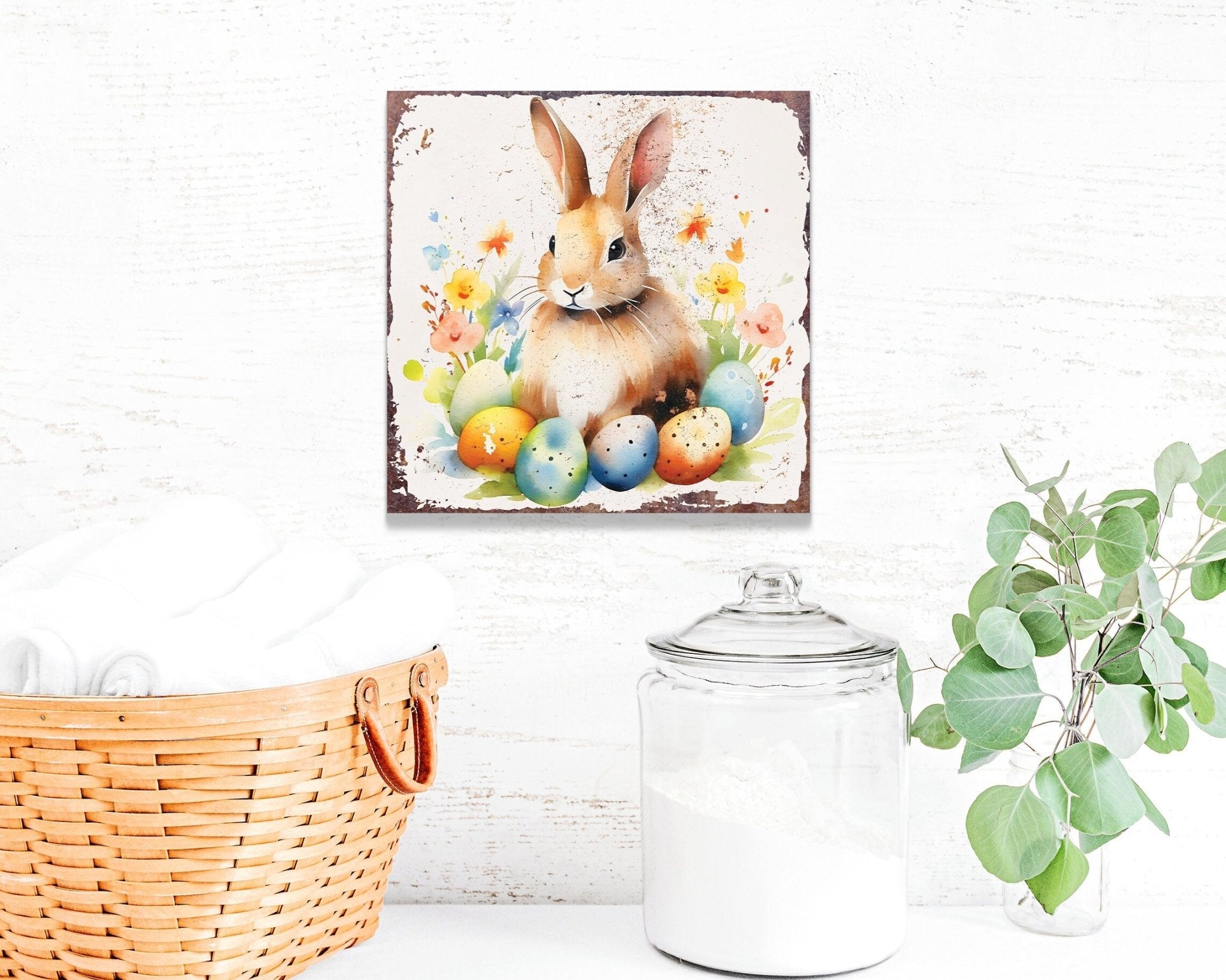 12in Easter Canvas Sign | UV Print | Modern Farmhouse Decor | Ideal for Mantel and Entryway - Tuesday Morning - Wall Signs