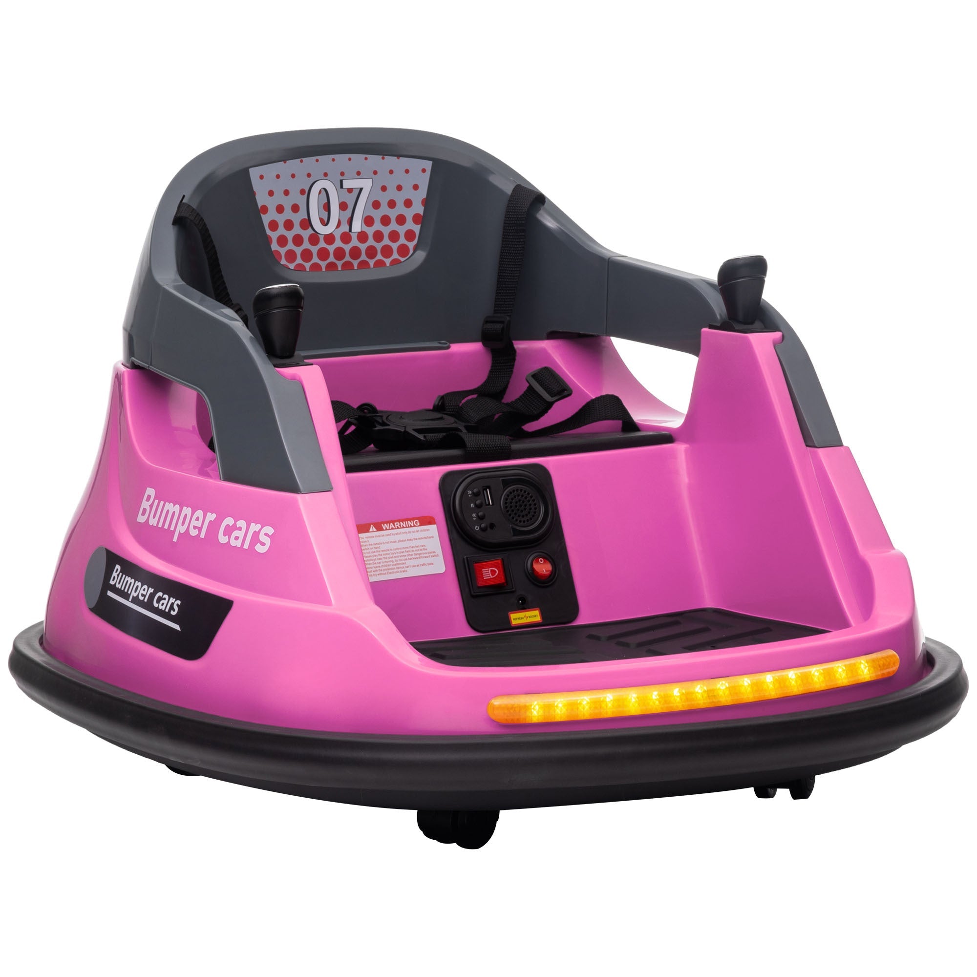 12V Bumper Car for Kids 1.5 - 5 Years Old, with 360 Degree Spin, Remote Control, LED Lights and Music, Pink - Tuesday Morning - Riding Toys