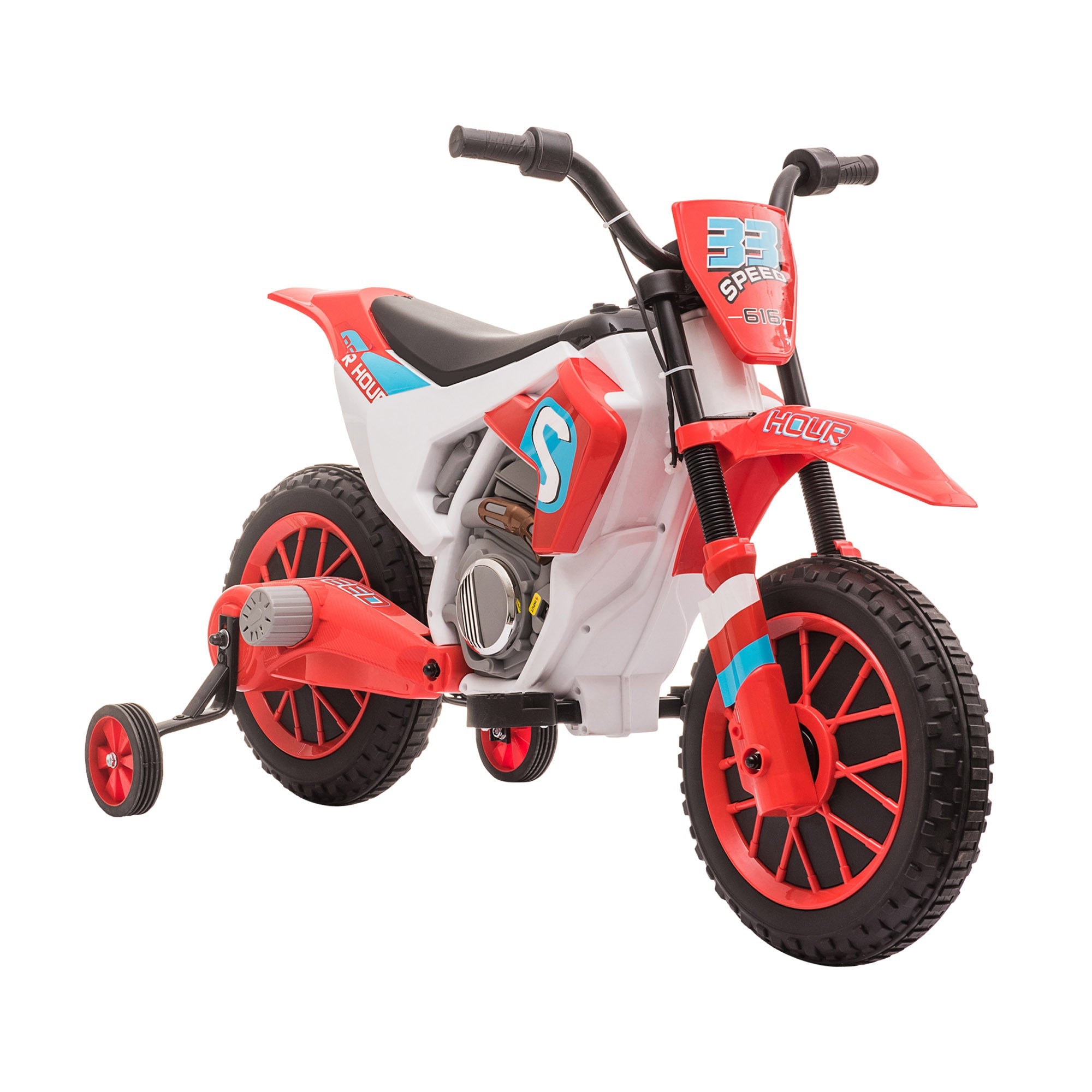 12V Kids Motorcycle Dirt Bike Electric Battery - Powered Ride - On Toy Off - road Street Bike with Charging Battery, Training Wheels Red - Tuesday Morning - Riding Toys