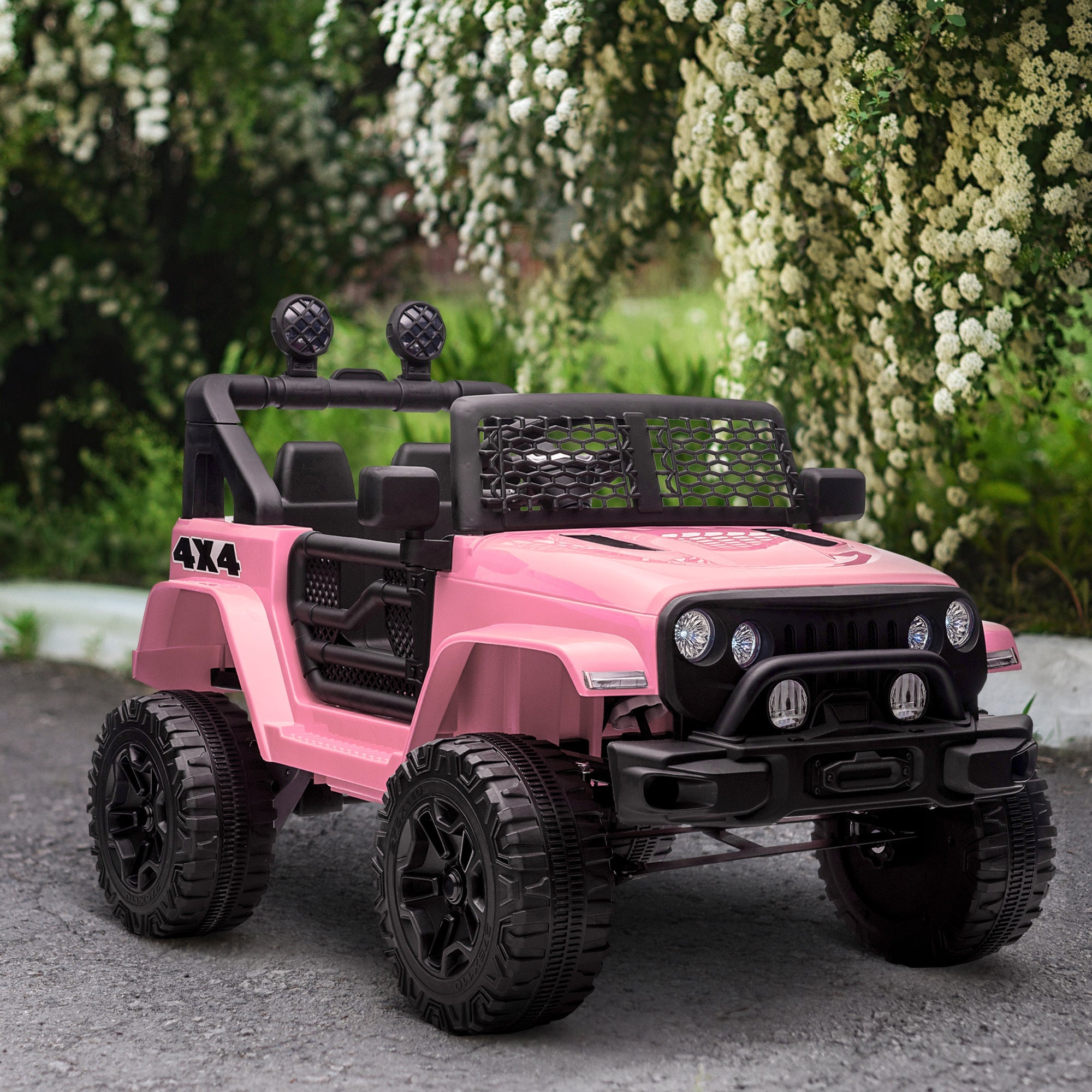 12V Kids Ride On Truck with Parent Remote Control,with Spring Suspension, Adjustable Speed, LED Lights and Horn, Pink - Tuesday Morning - Riding Toys