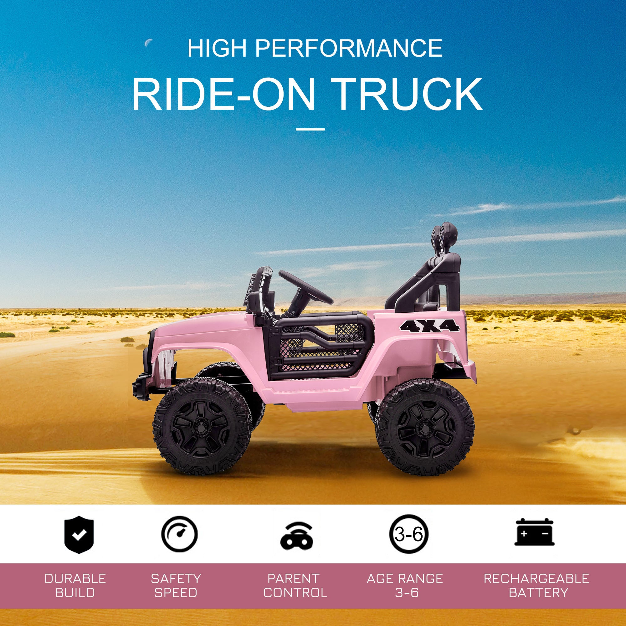 12V Kids Ride On Truck with Parent Remote Control,with Spring Suspension, Adjustable Speed, LED Lights and Horn, Pink - Tuesday Morning - Riding Toys