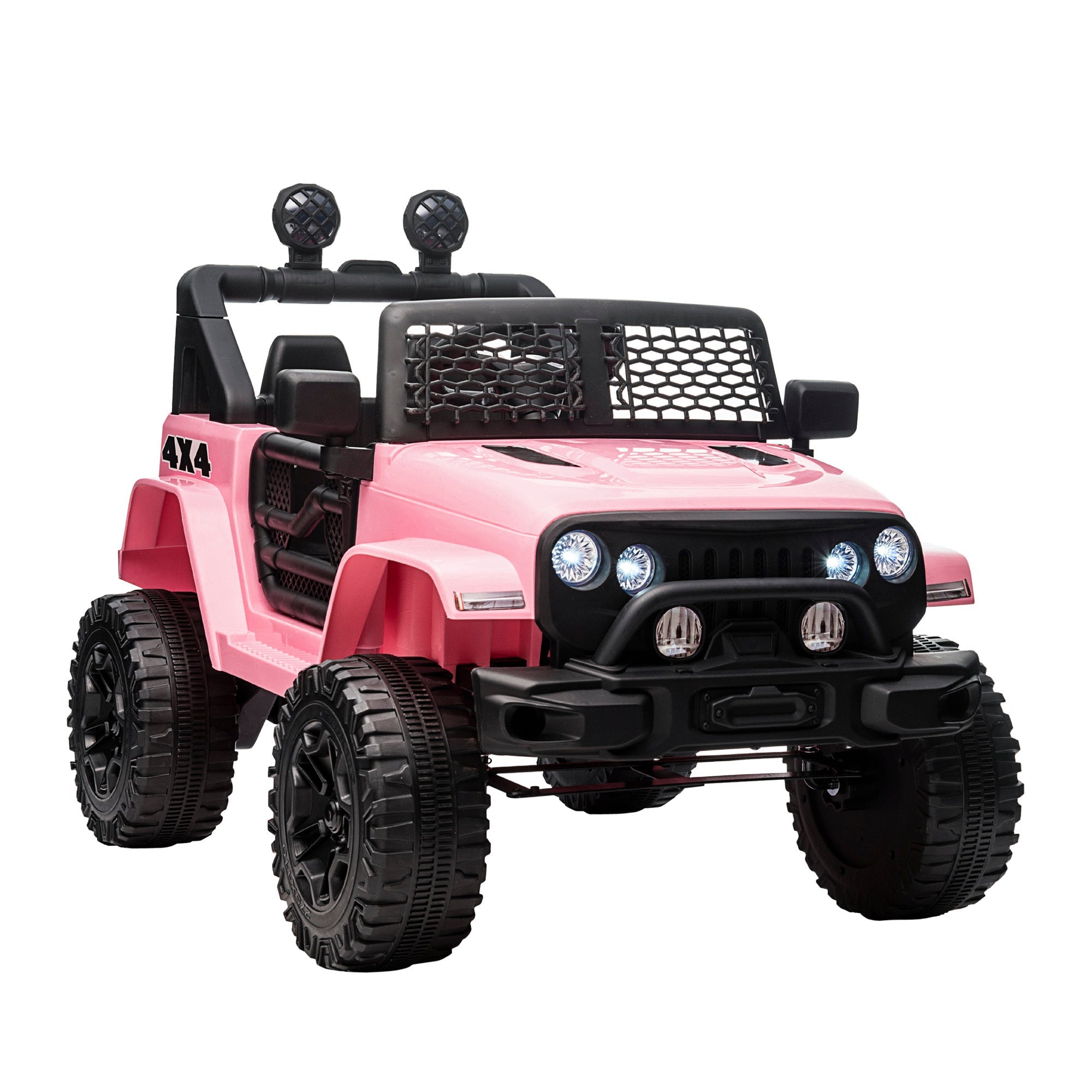 12V Kids Ride On Truck with Parent Remote Control,with Spring Suspension, Adjustable Speed, LED Lights and Horn, Pink - Tuesday Morning - Riding Toys