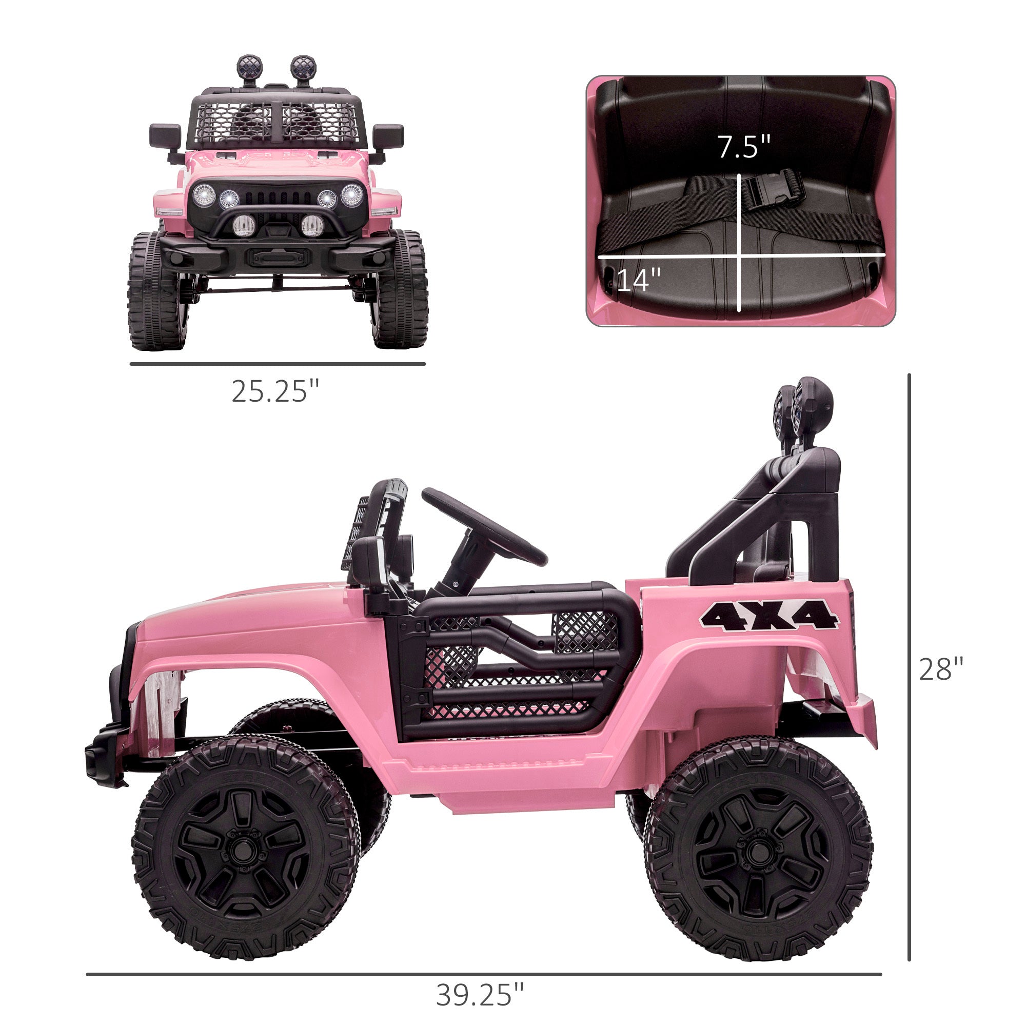 12V Kids Ride On Truck with Parent Remote Control,with Spring Suspension, Adjustable Speed, LED Lights and Horn, Pink - Tuesday Morning - Riding Toys