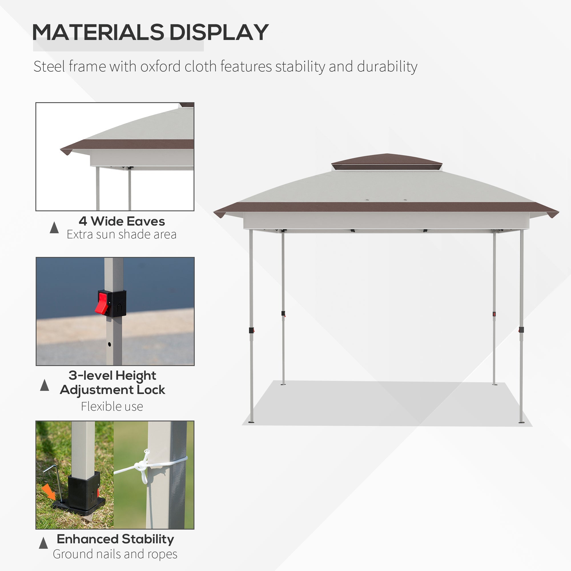 12'x 12' Pop Up Canopy Tent with Netting and Carry Bag, 137 Sq Ft Shade Beige and Brown - Tuesday Morning - Patio Umbrellas & Bases